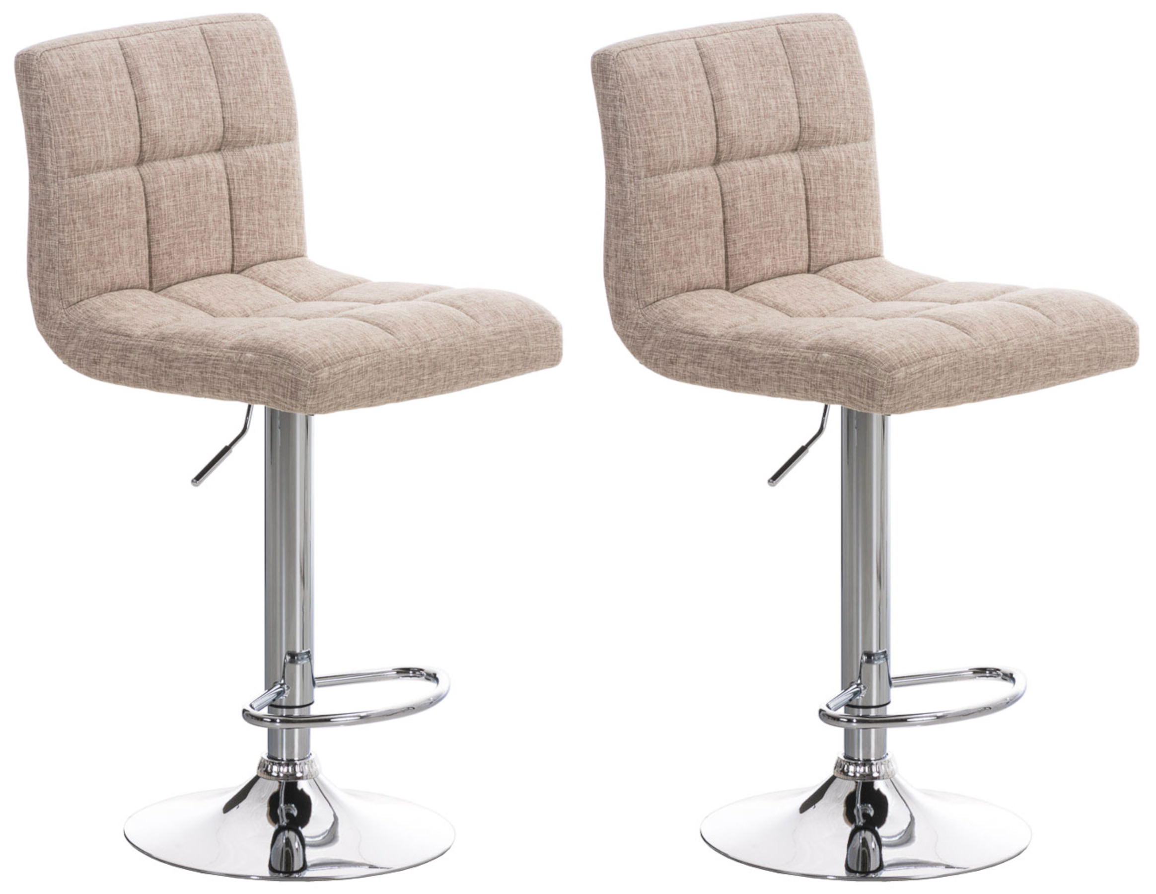 Lot de 2 Tabourets de bar Peru en Tissu Piètement Métal Pivotant et Ajustable