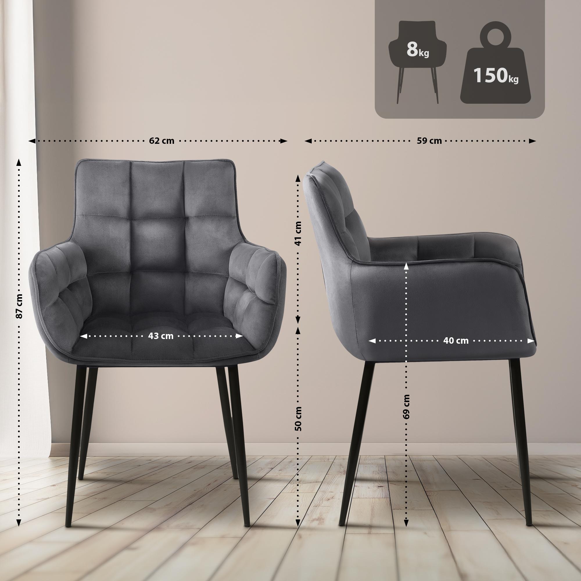 Lot de 2 chaises Tirana velours