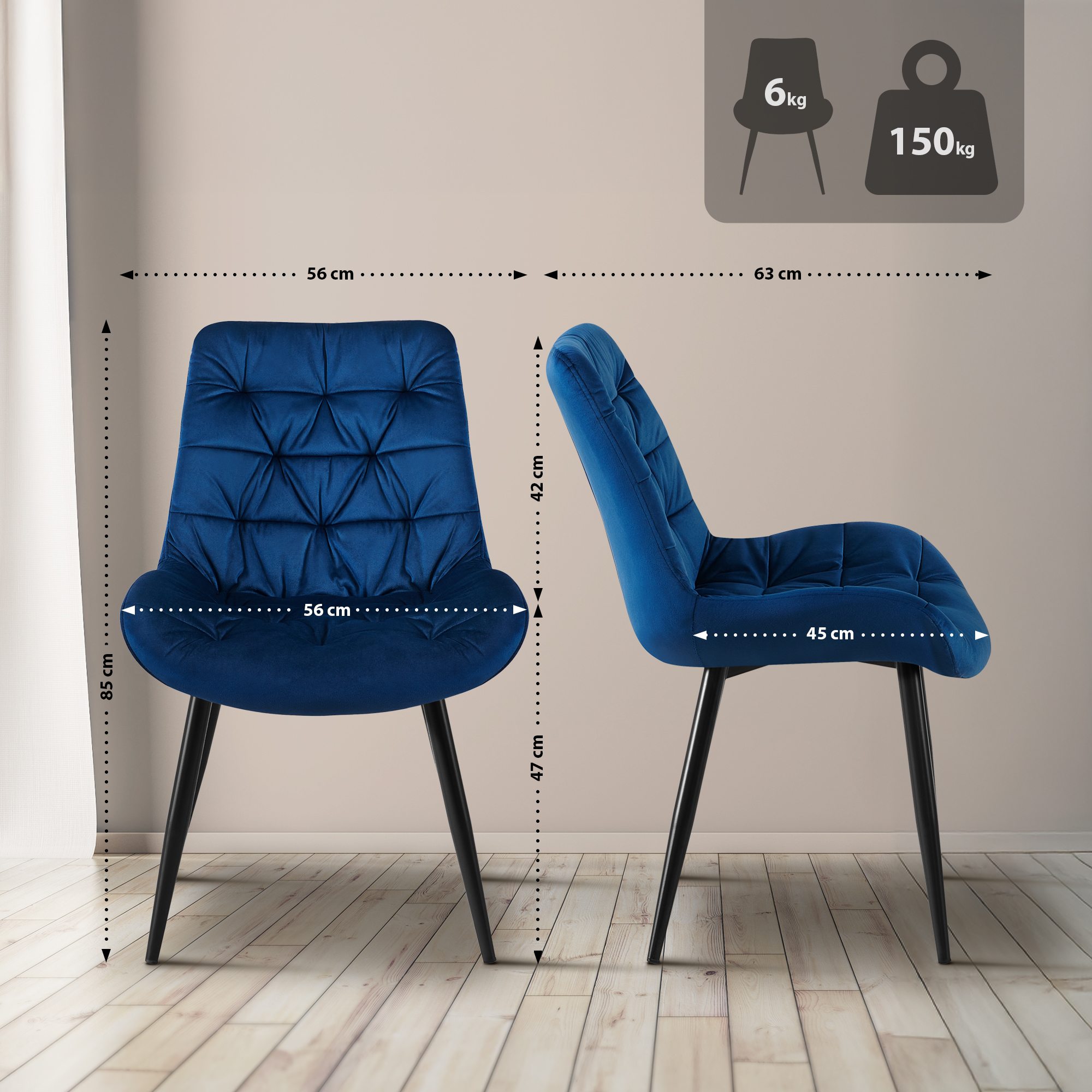 Lot de 2 chaises de salle à manger Rossford