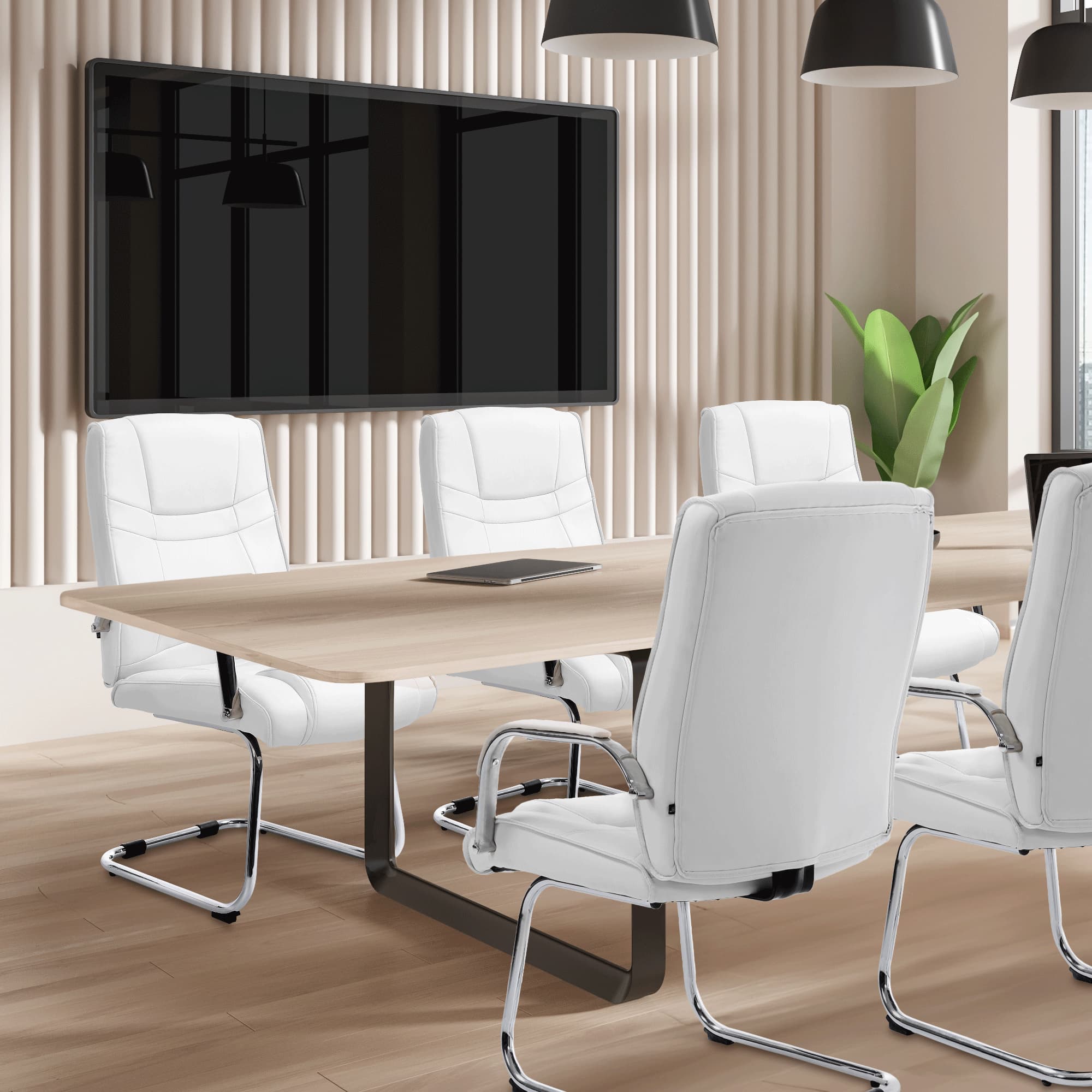 Lot de 2 Chaises Cantilever Attila en Similicuir avec accoudoirs