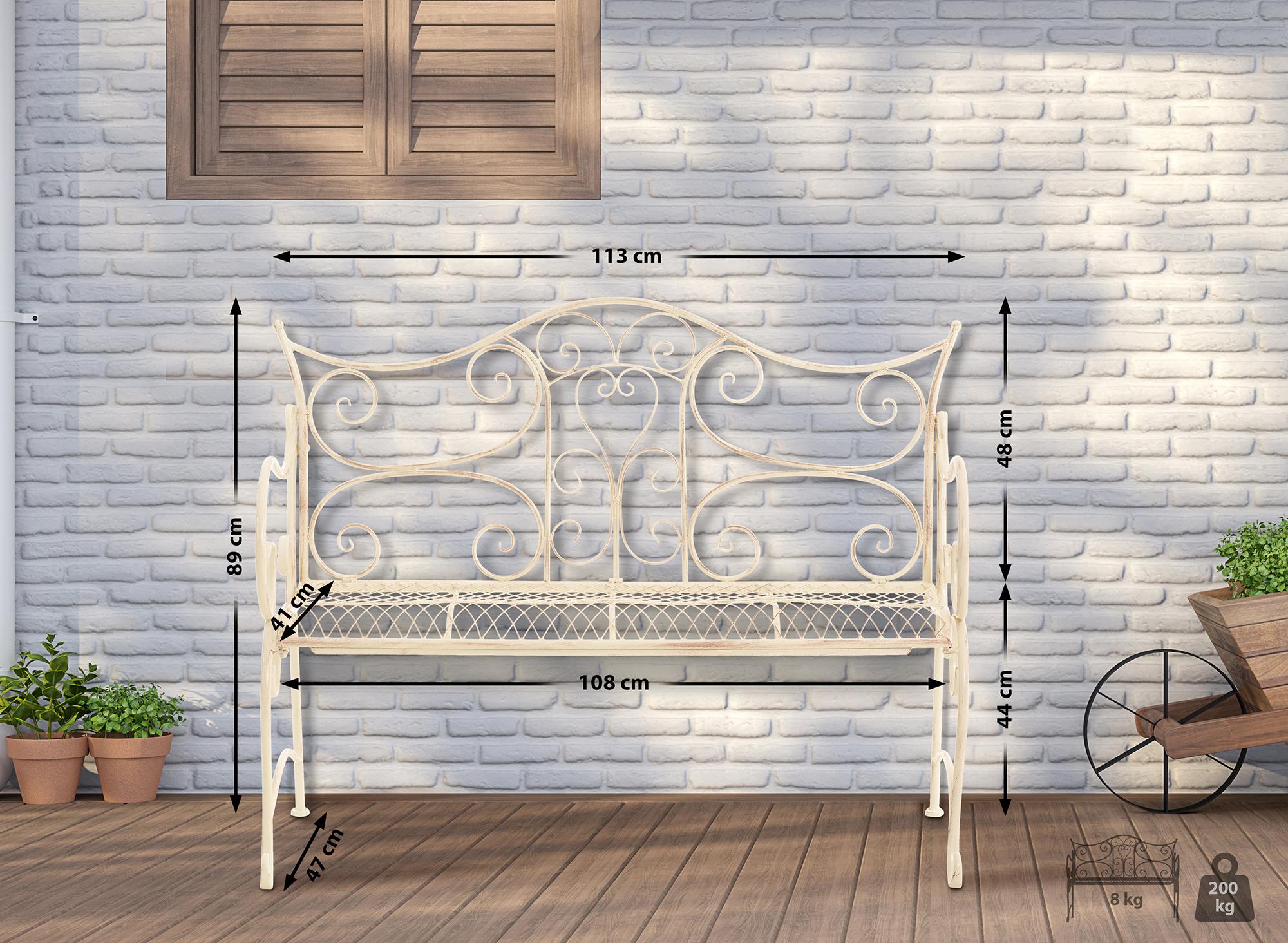 Banc de jardin au style antique Tara en fer forgé