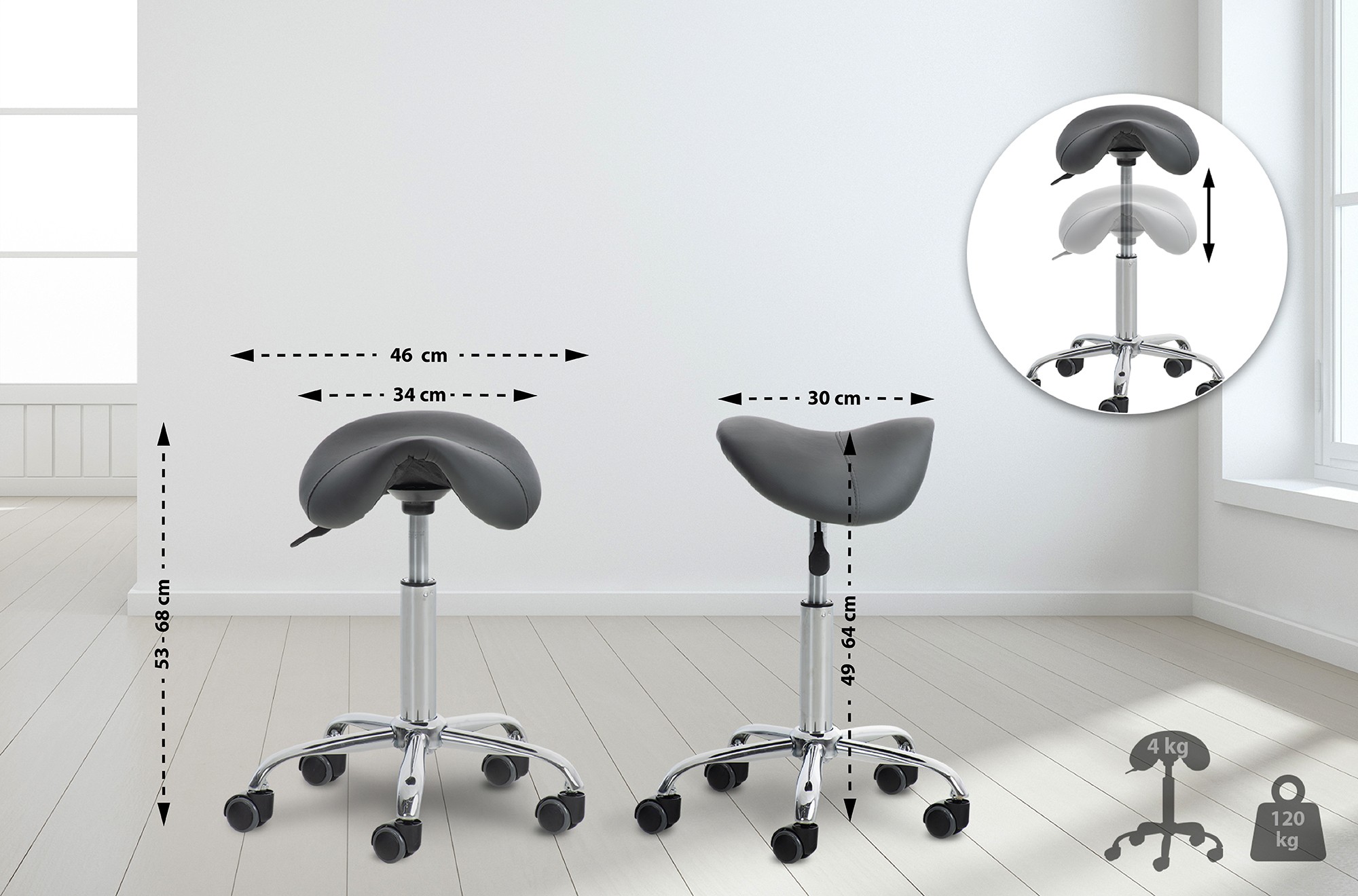 Lot de 2 tabourets de travail Reno en similicuir