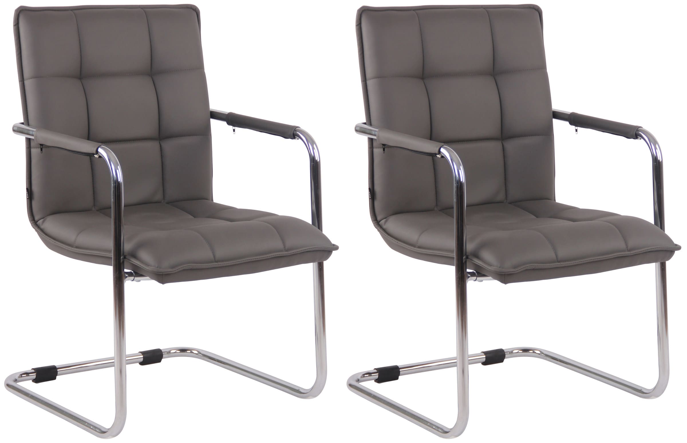 Lot de 2 Chaises Cantilever Gandia en Similicuir et pieds en Métal