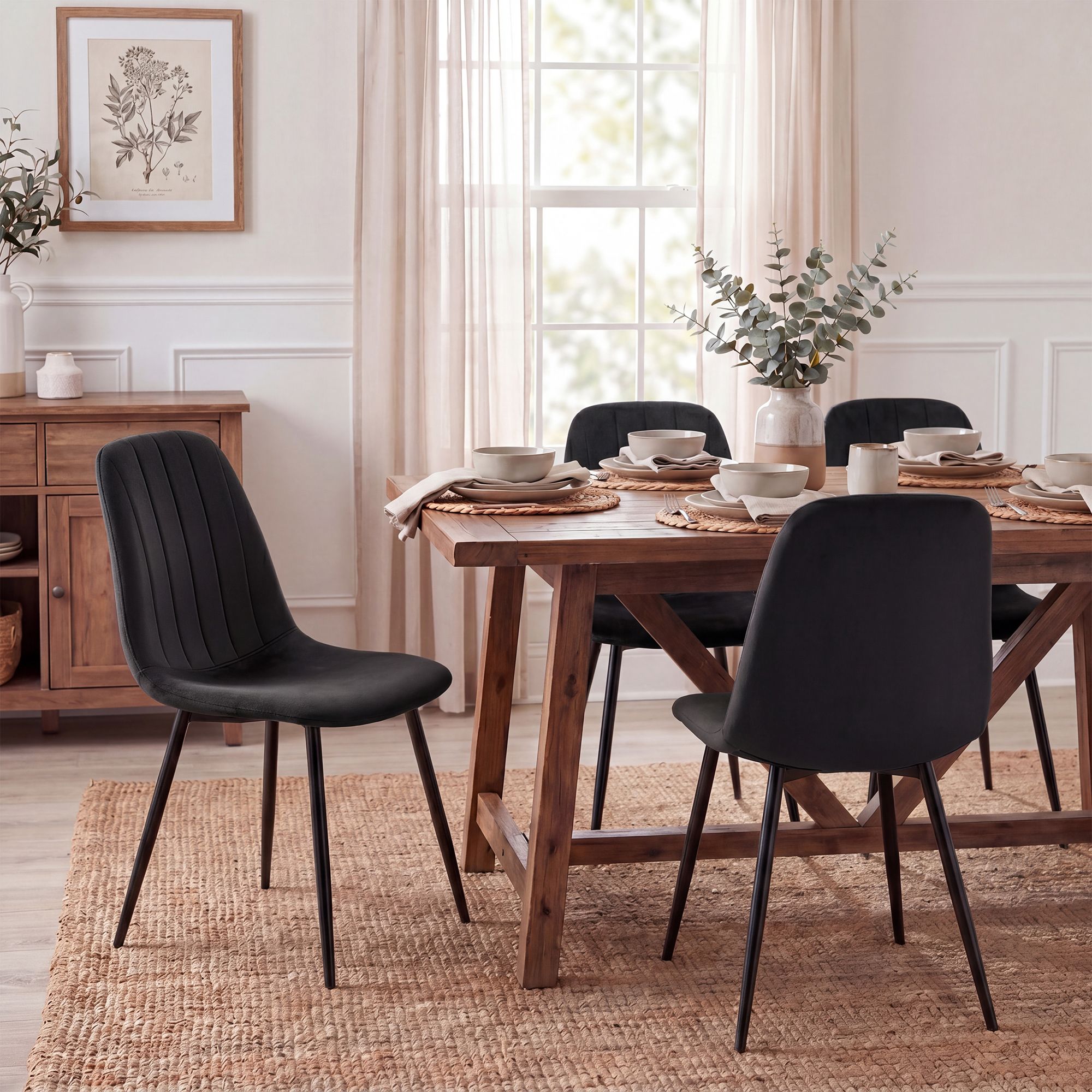 Lot de 4 chaises de salle a manger Baxter en velours