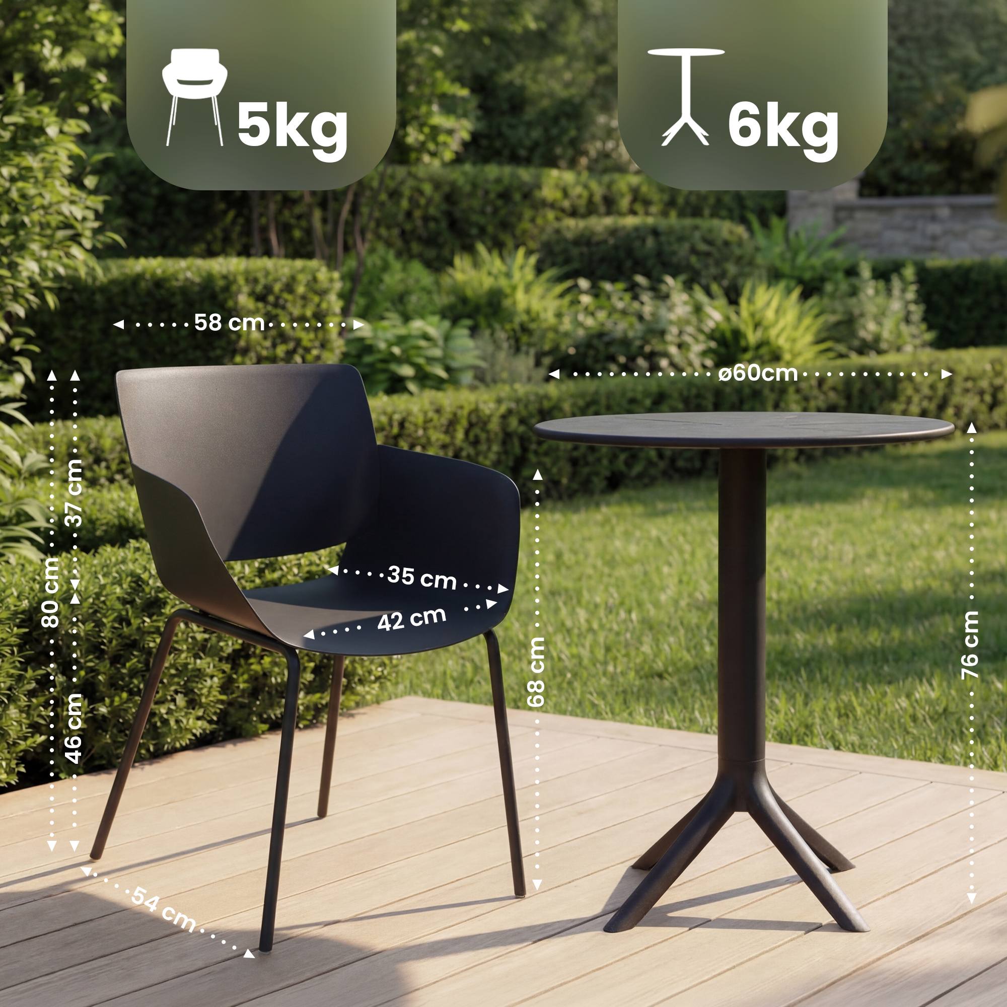 Salon de jardin Siora avec 2 chaises