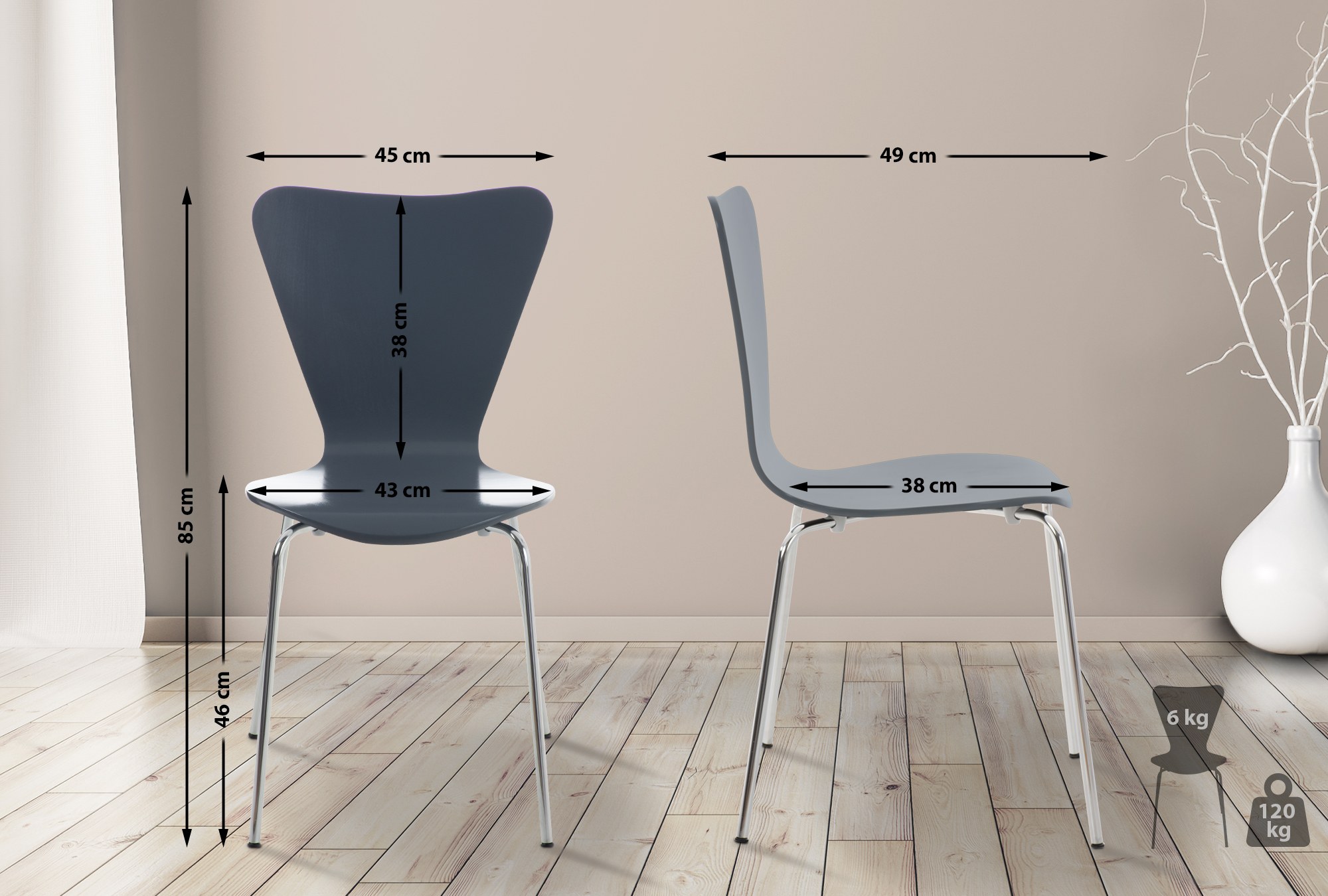 Lot de 8 chaises visiteur empilables Calisto