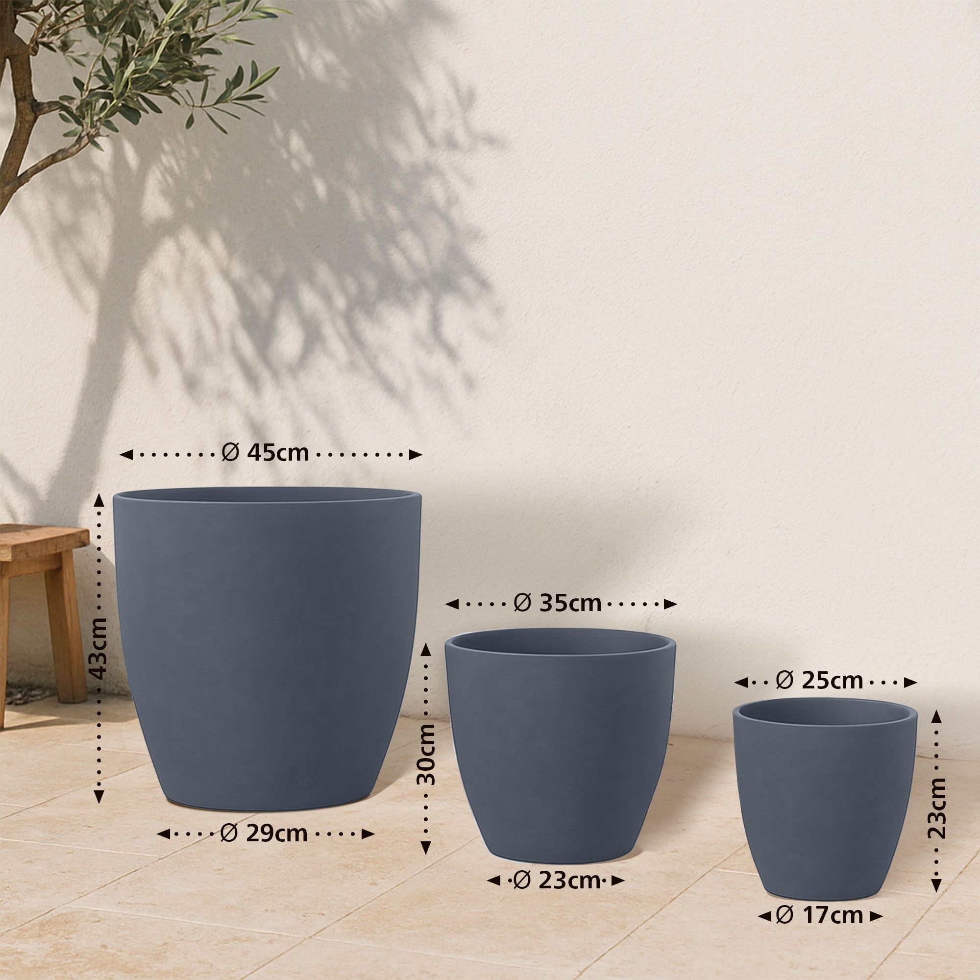 Set de 3 bacs à plantes ronds 1