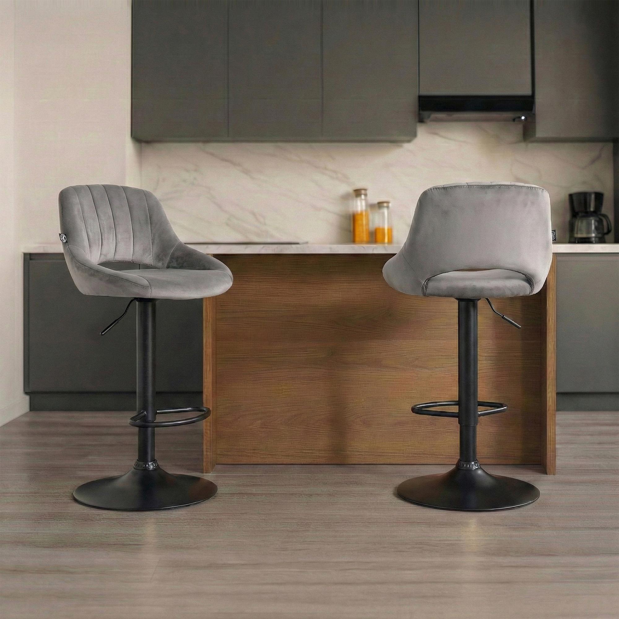 Lot de 2 tabourets de bar Milet en velours