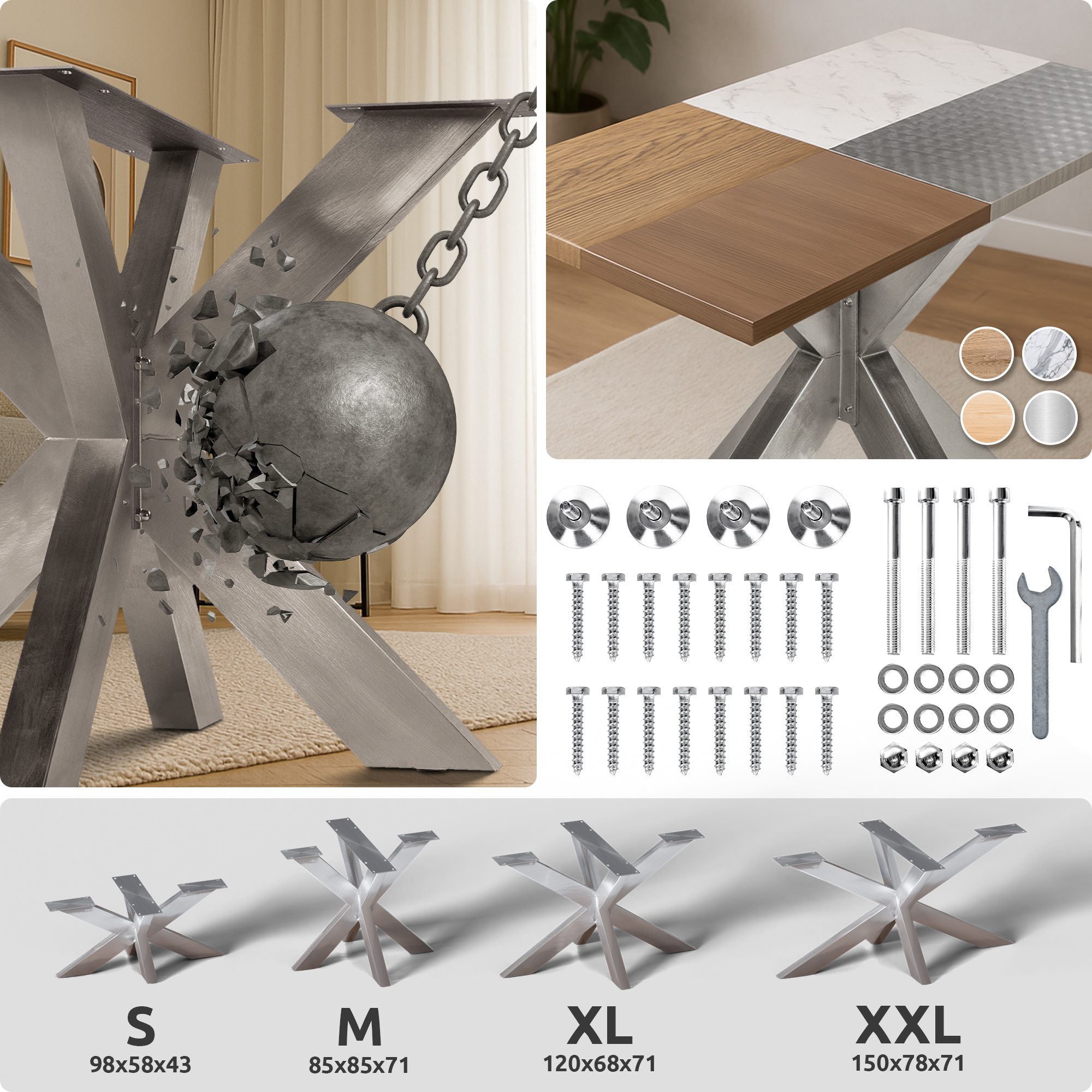 Pieds design Industriel Duncan pour table à manger Forme Araignée