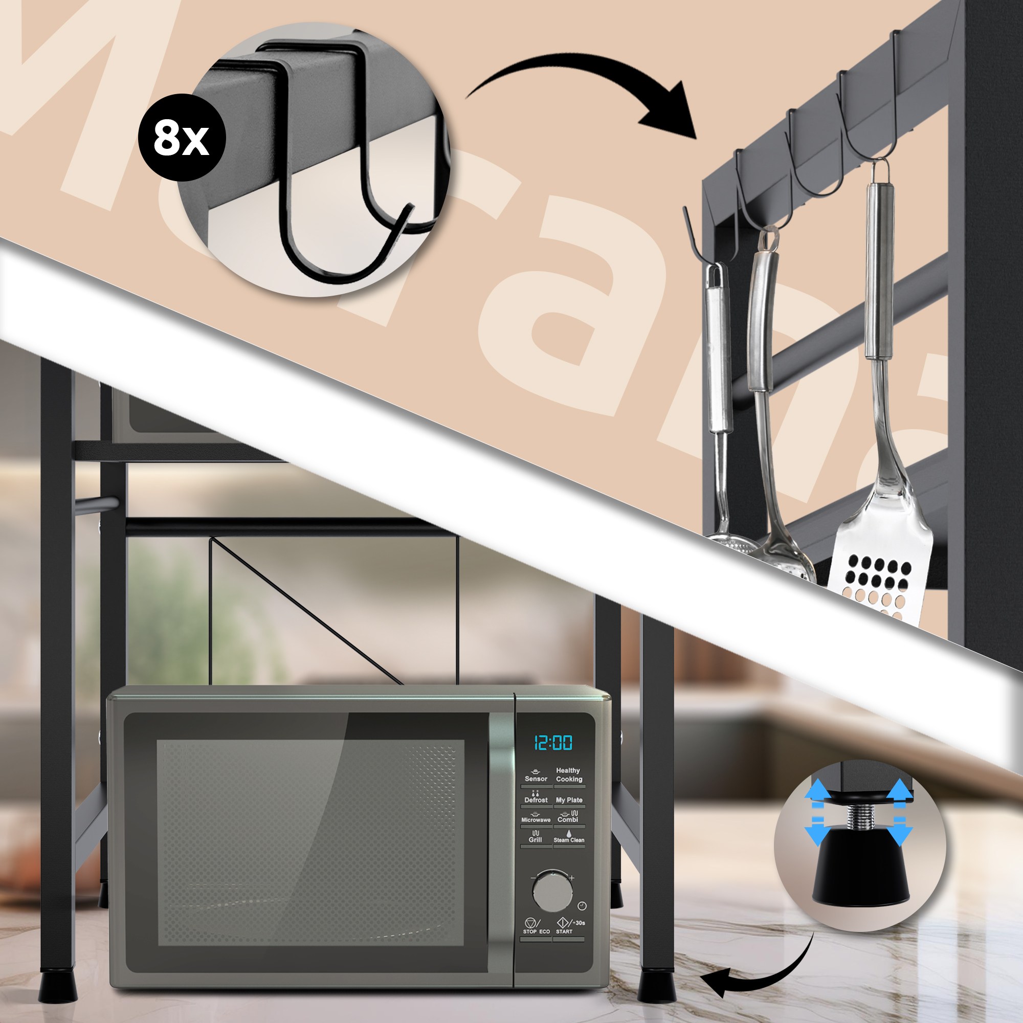 Étagère pour micro-ondes Marana à niveaux