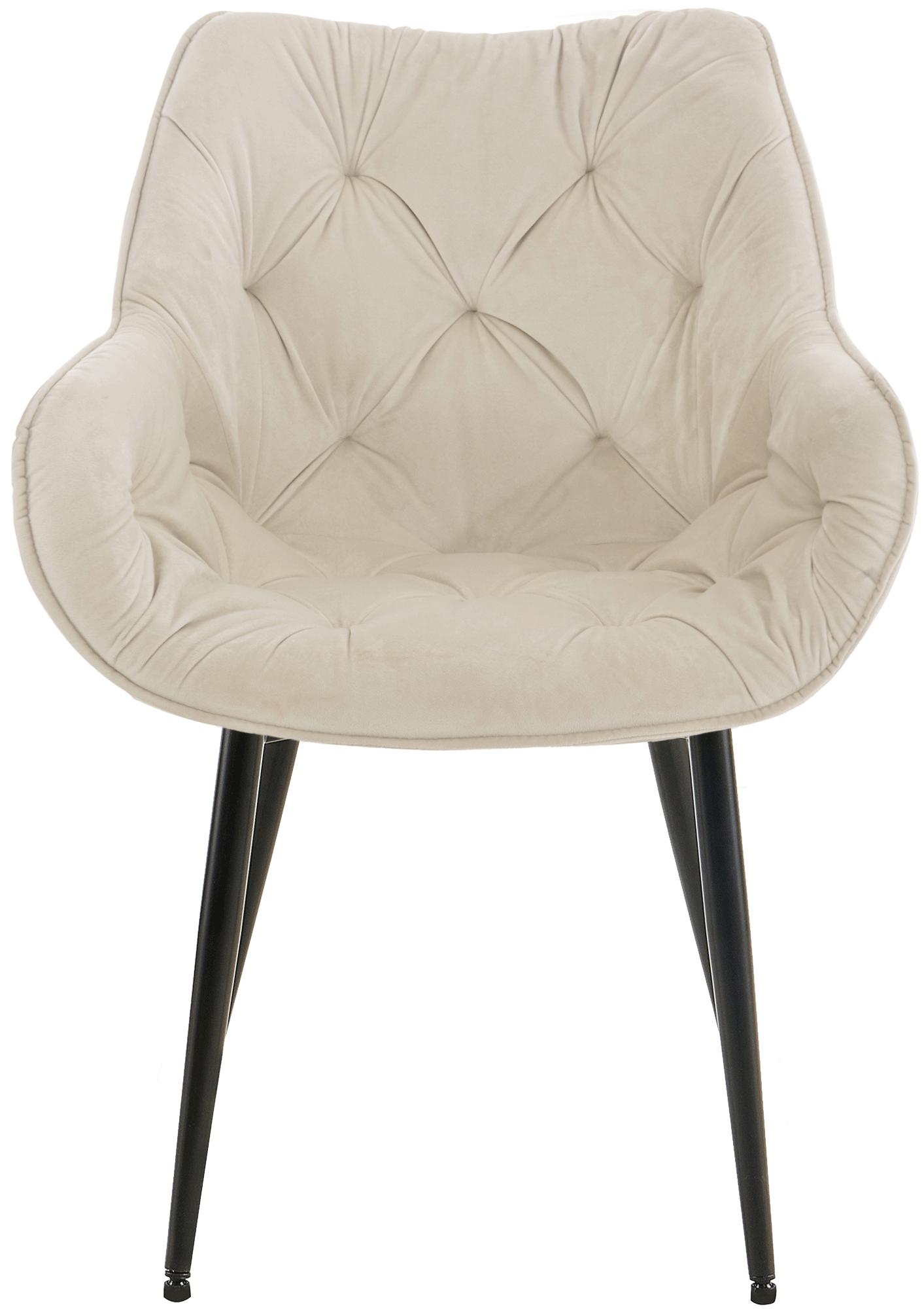 Lot de 4 Chaises de salle à manger Tanna en Velours Piètement en Métal noir