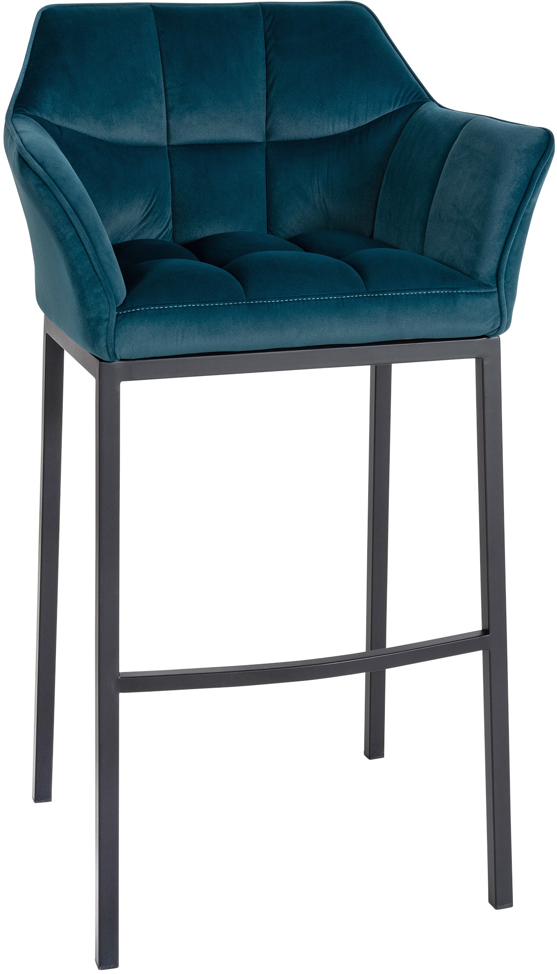 Tabouret de bar Damaso en velours avec pietement a quatre pieds