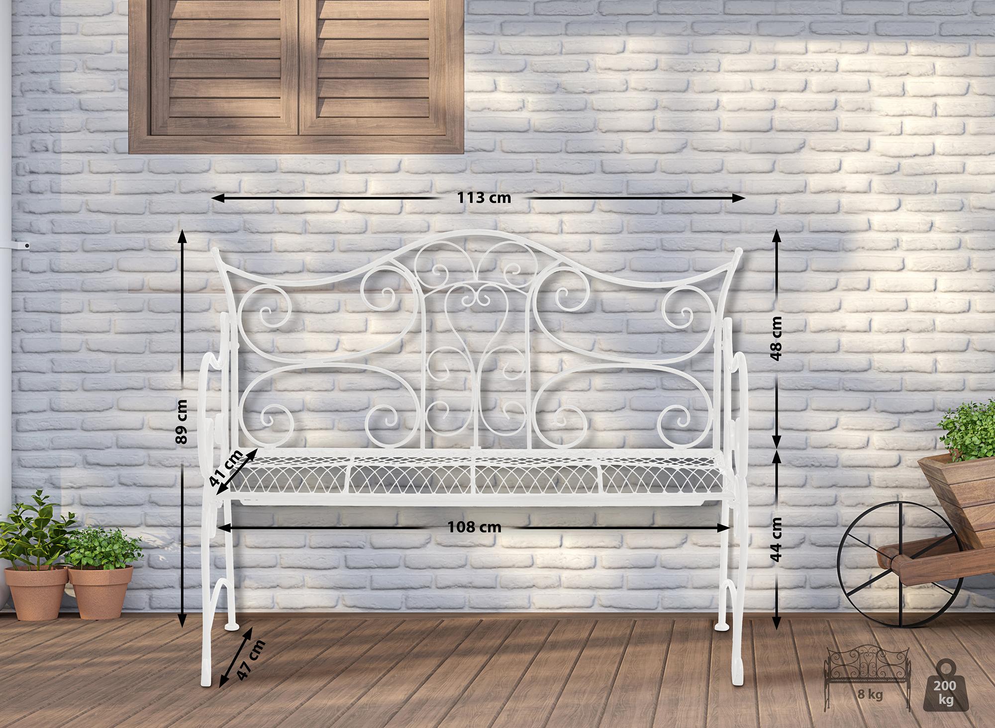 Banc de jardin au style antique Tara en fer forgé