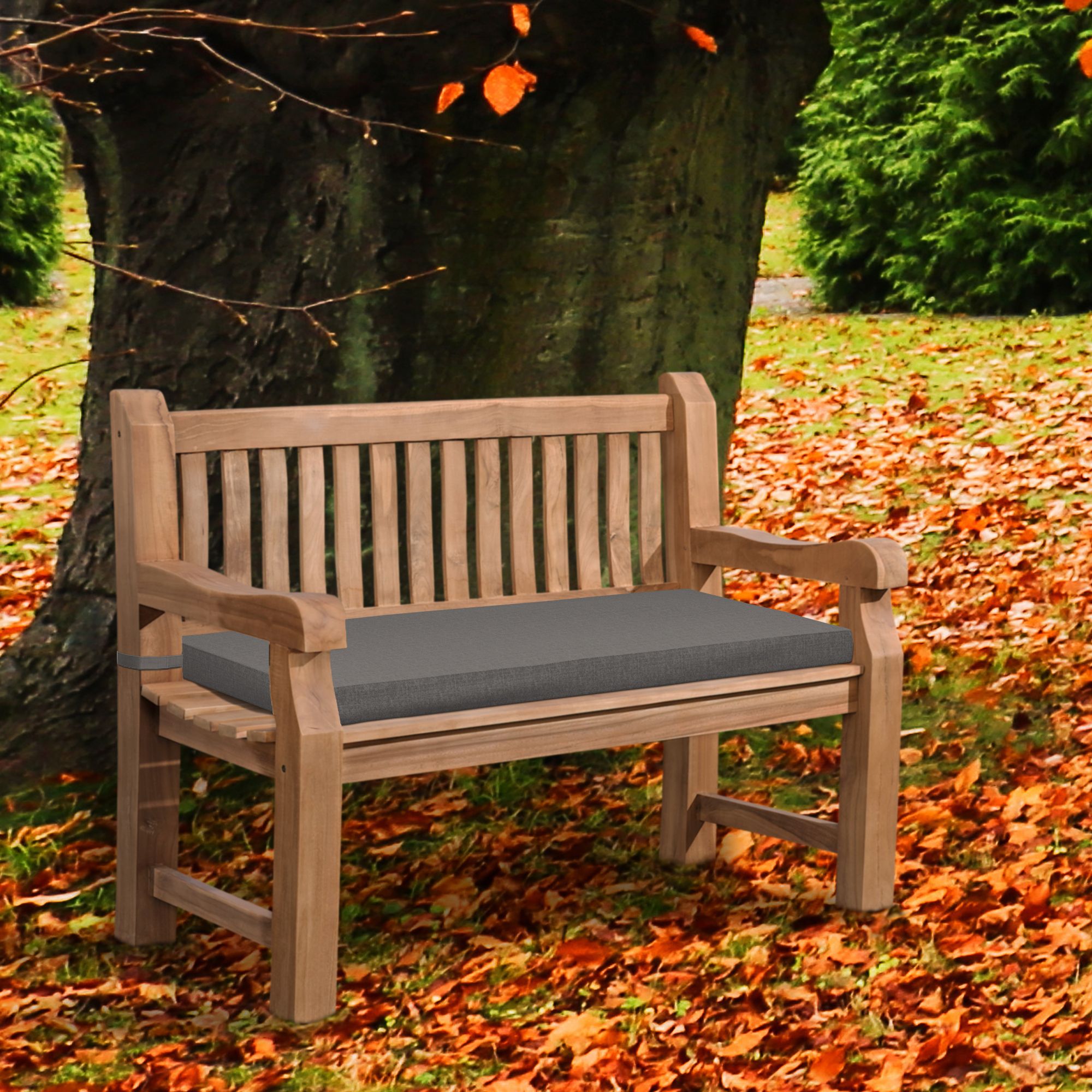 Banc de jardin en teck Daxon avec coussin d'assise