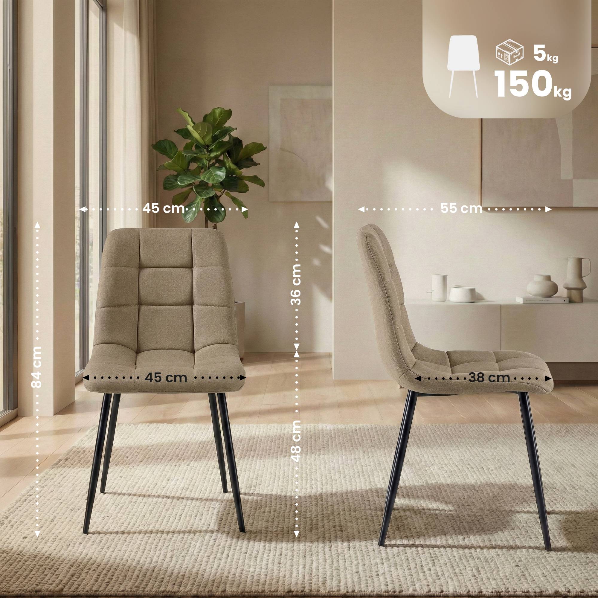 Chaise de salle a manger Antibes en tissu