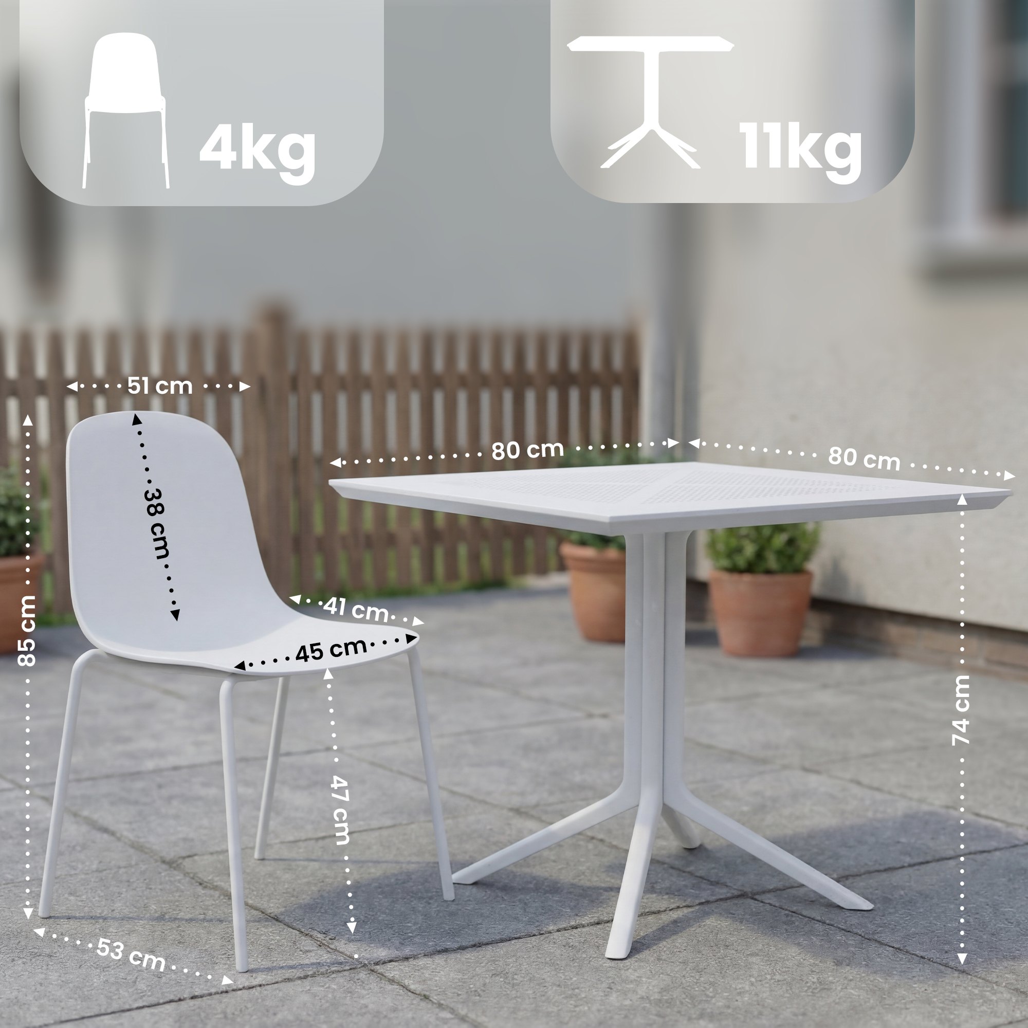 Ensemble de mobilier de jardin Zeron avec 2 chaises