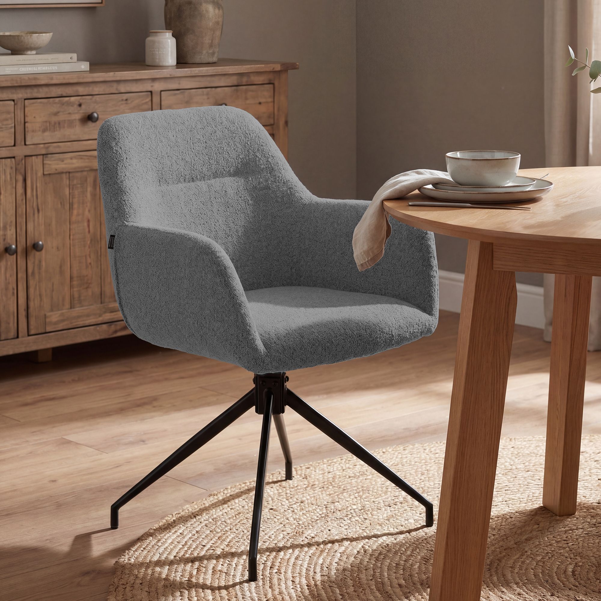 Lot de 2 Chaises de Salle à Manger Merlinda en Tissu Bouclette