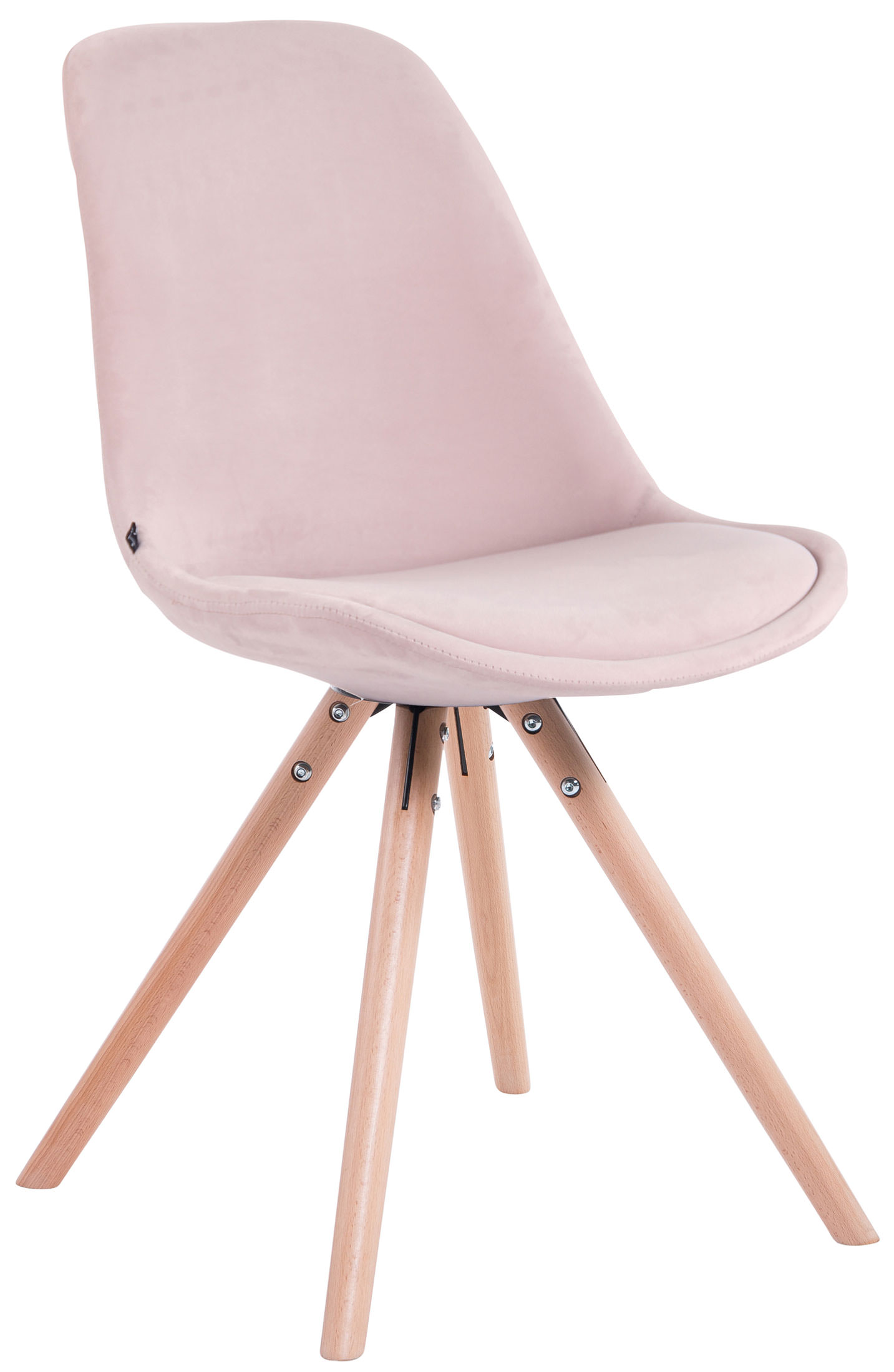 Lot de 4 Chaises de salle à manger Toulouse Velours Pieds ronds bois