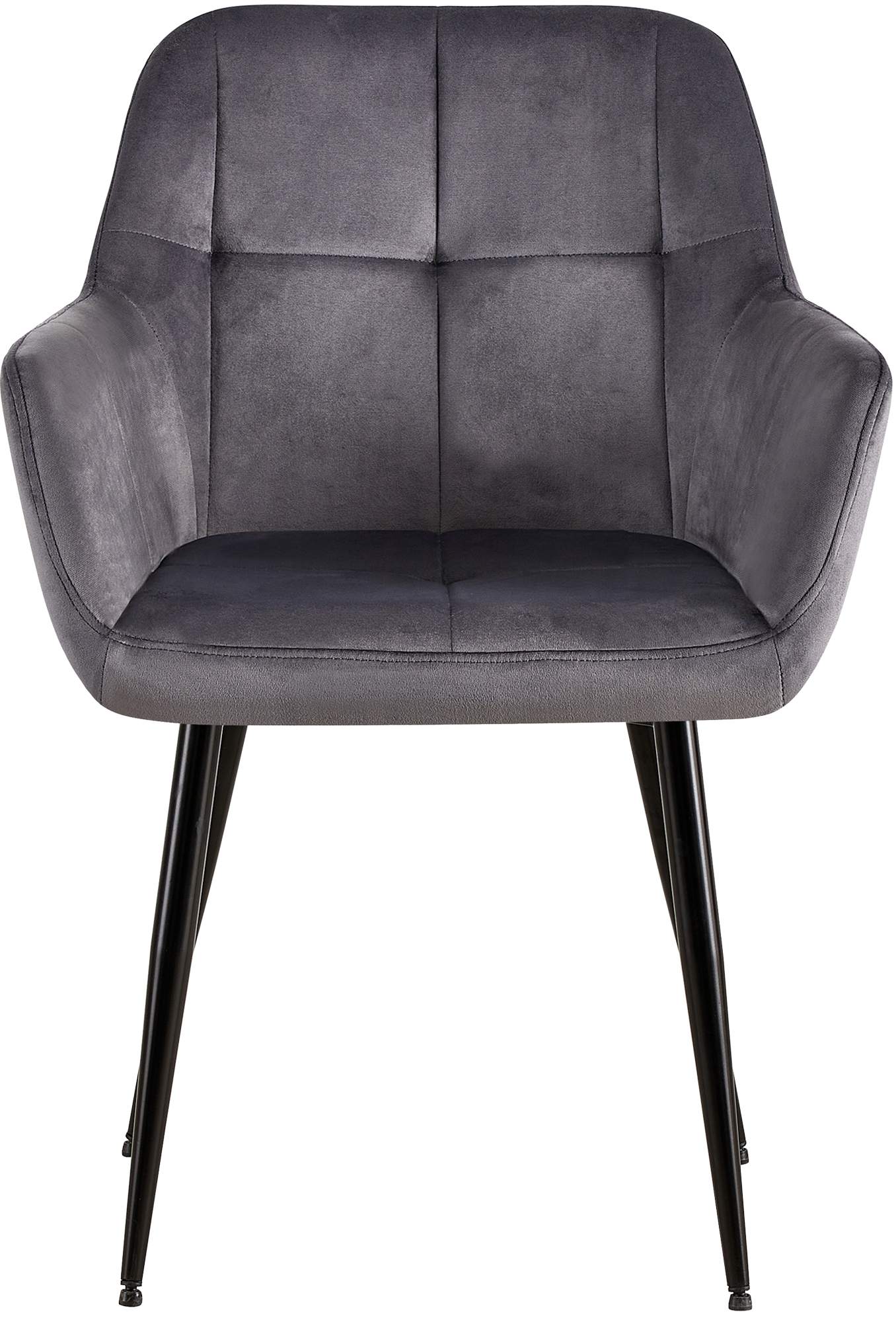 Lot de 4 Chaises de salle à manger Emia en Velours avec Piètement en Métal noir