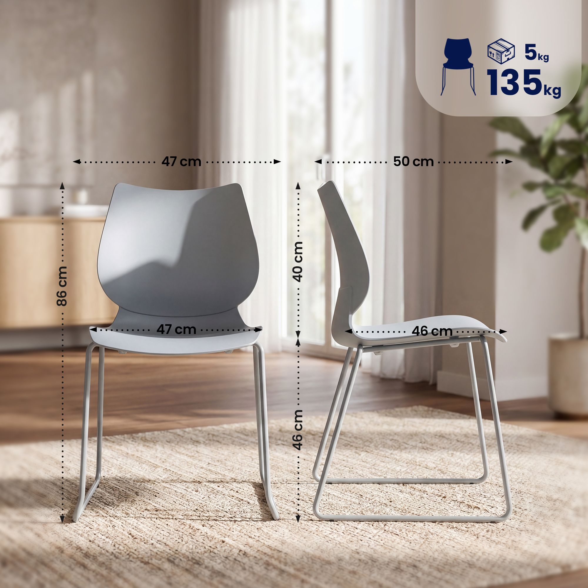 Lot de 4 chaises empilables Houma