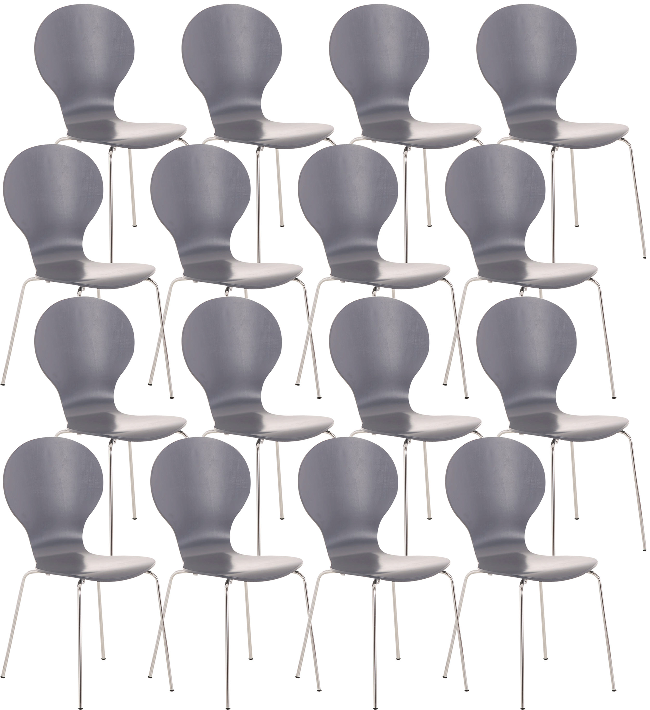 Lot de 16 chaises empilables en bois Diego