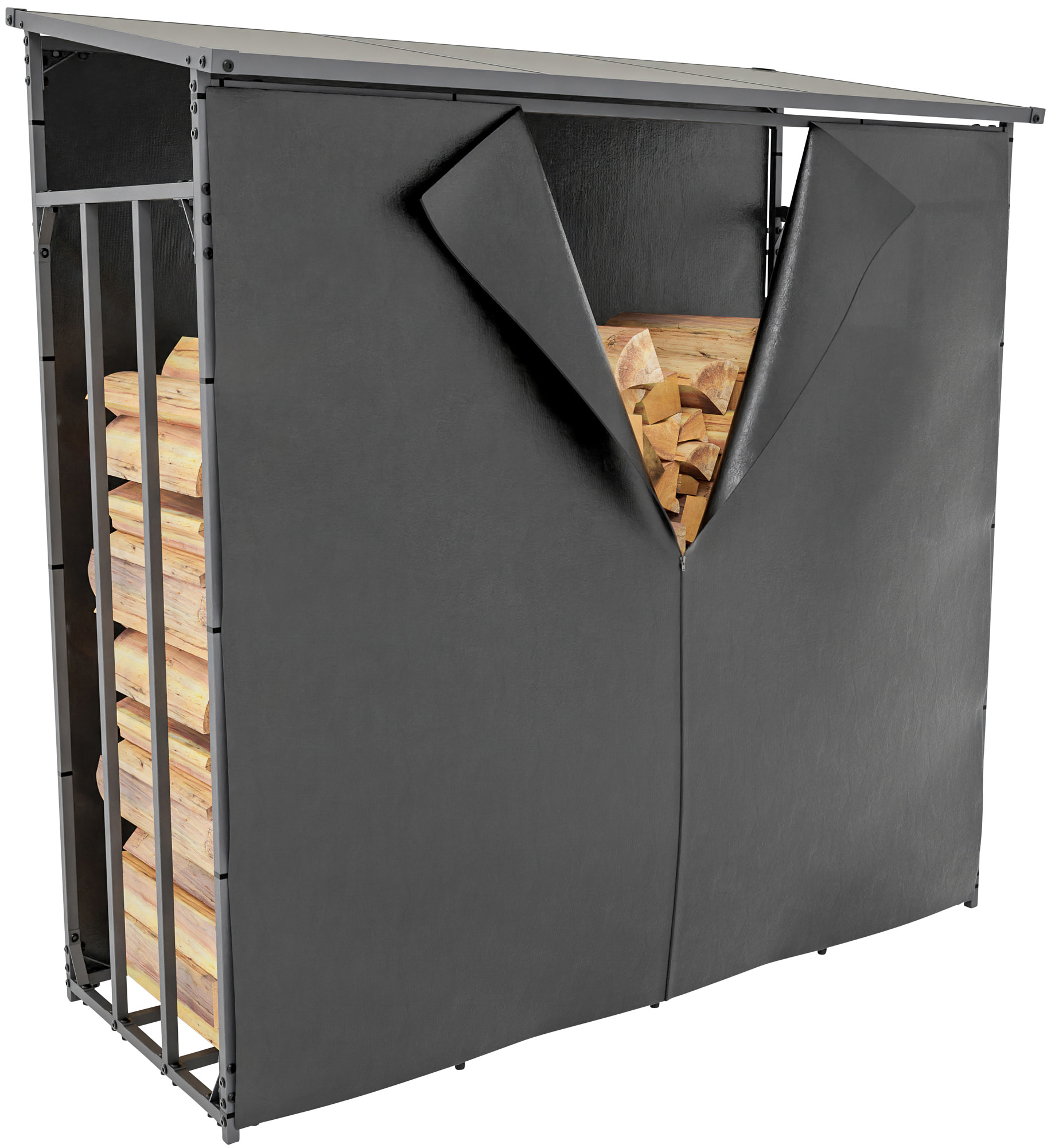 Abri pour bois de chauffage Ruston en Aluminium avec bâche de protection