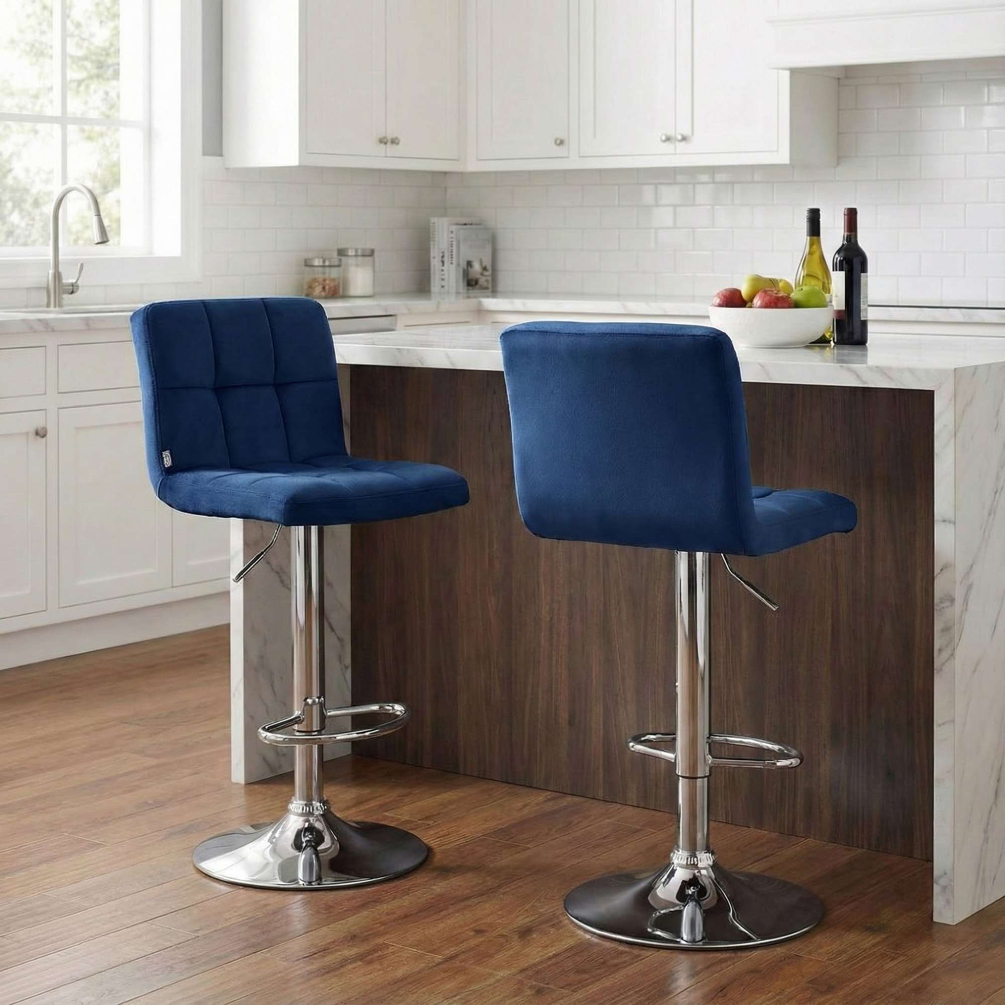 Lot de 2 tabourets de bar Peru velours