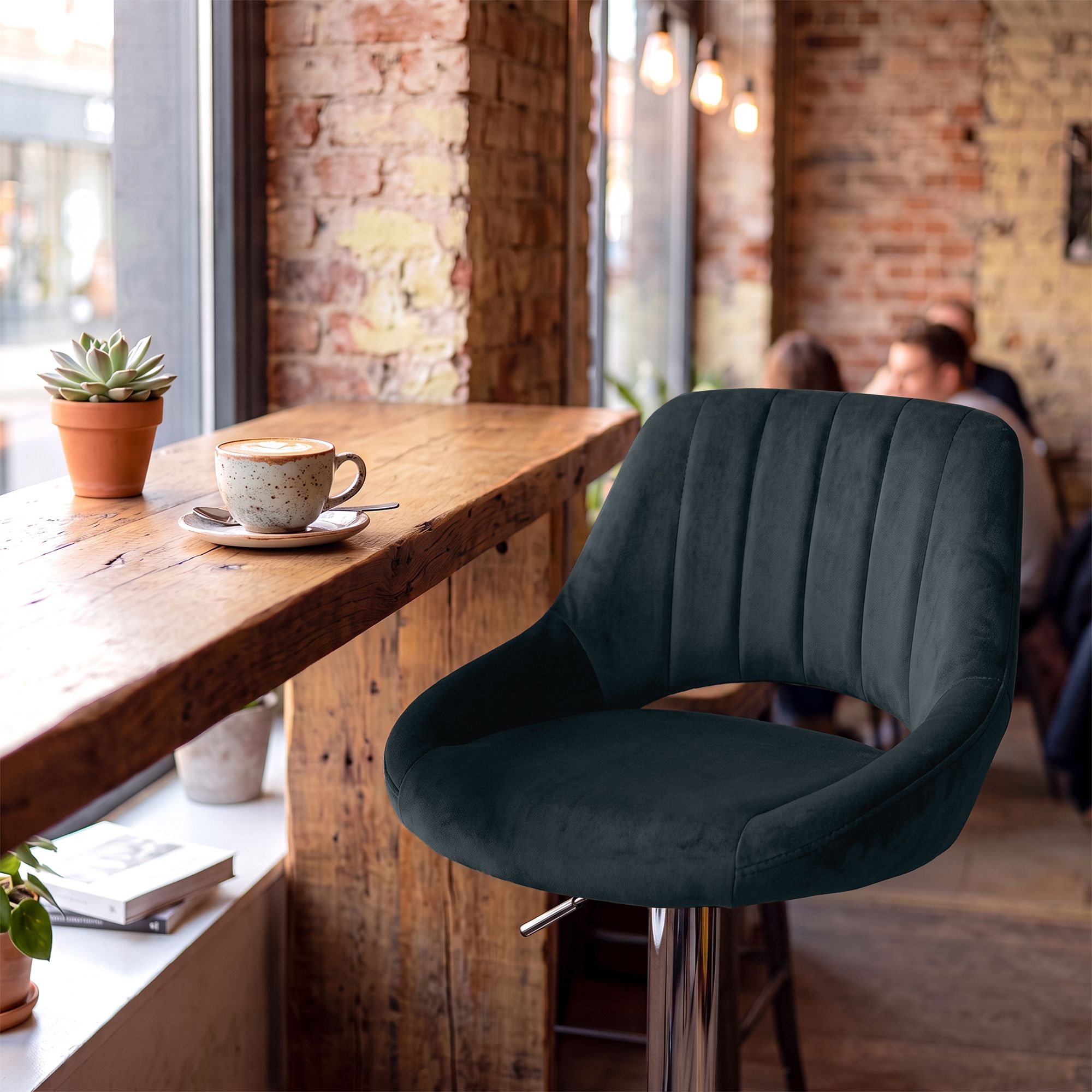Lot de 2 tabourets de bar Milet chromés avec socles extra lourds