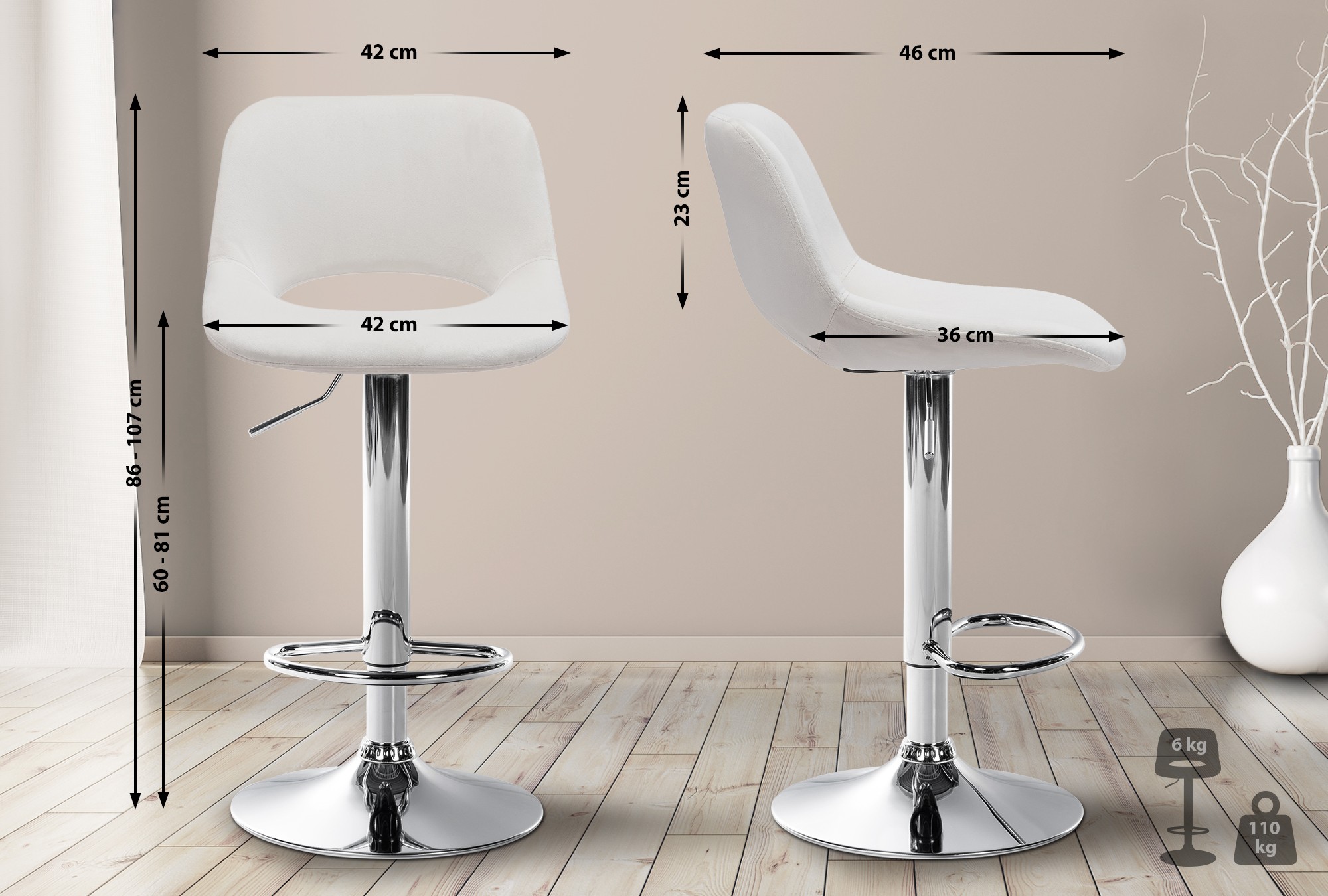 Tabouret de bar Camden velours