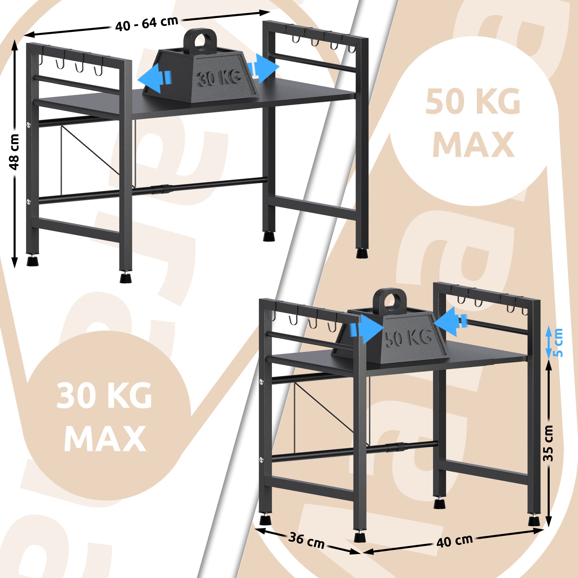 Étagère pour micro-ondes Marana à niveaux