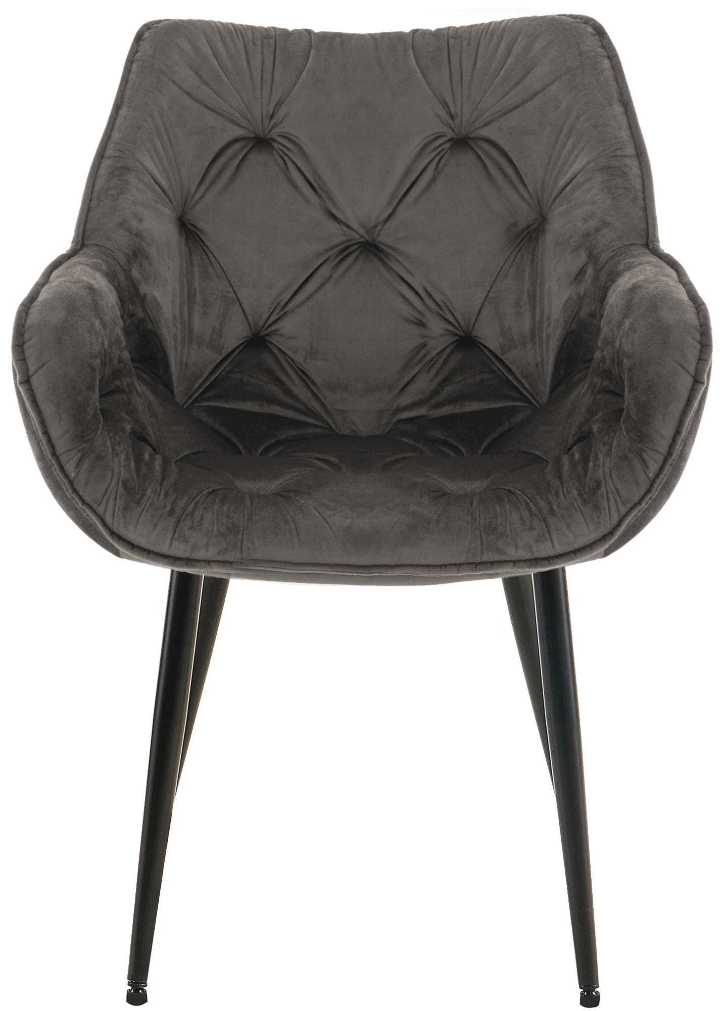 Lot de 4 Chaises de salle à manger Tanna en Velours Piètement en Métal noir