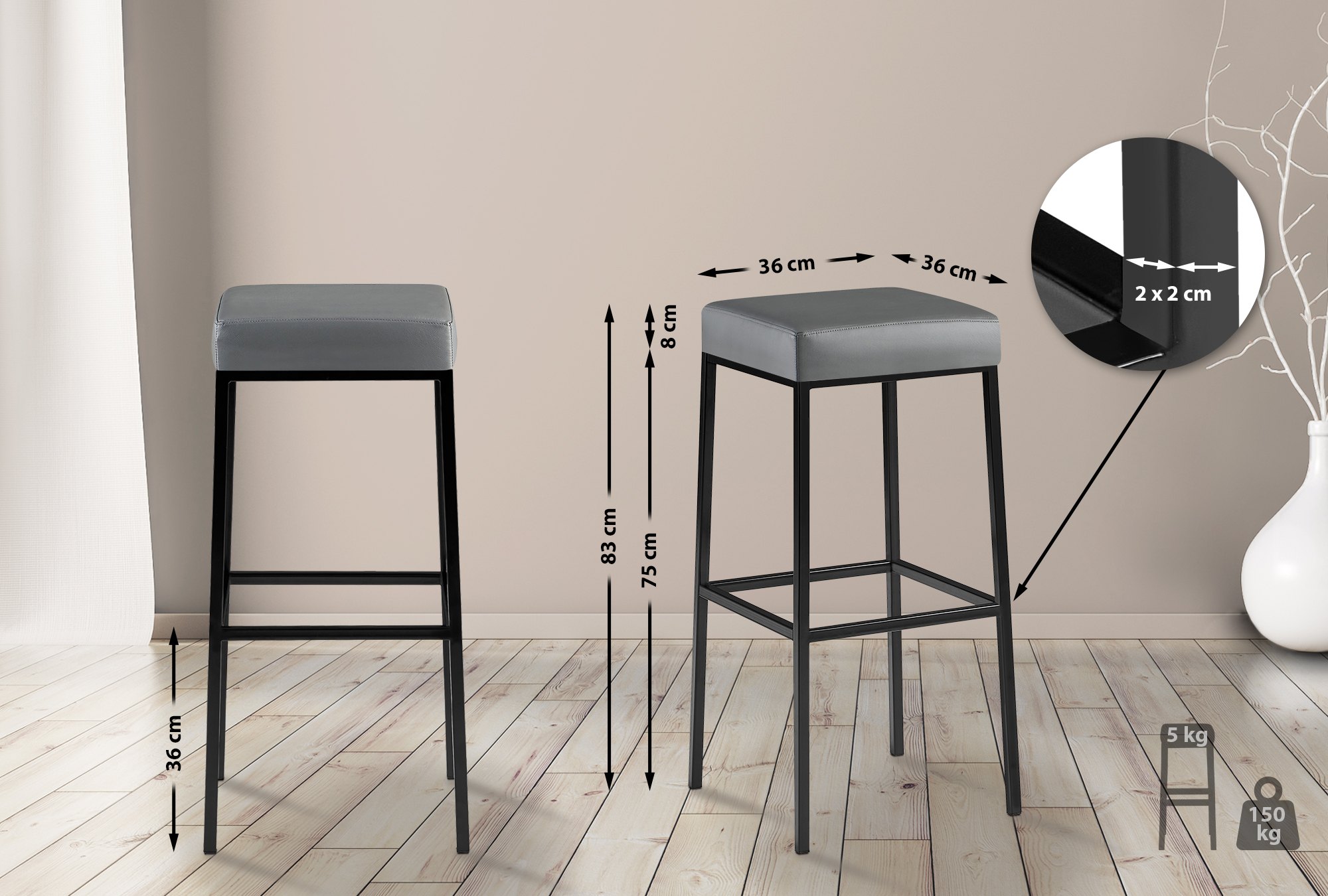 Tabouret de bar Montreal revêtement similicuir