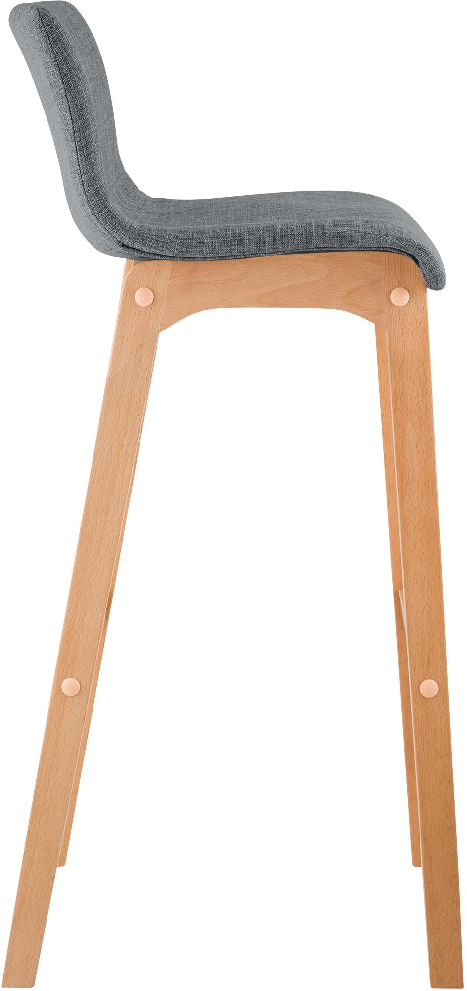 Lot de 2 tabourets de bar Hover en tissu, piètement à quatre pieds en bois naturel