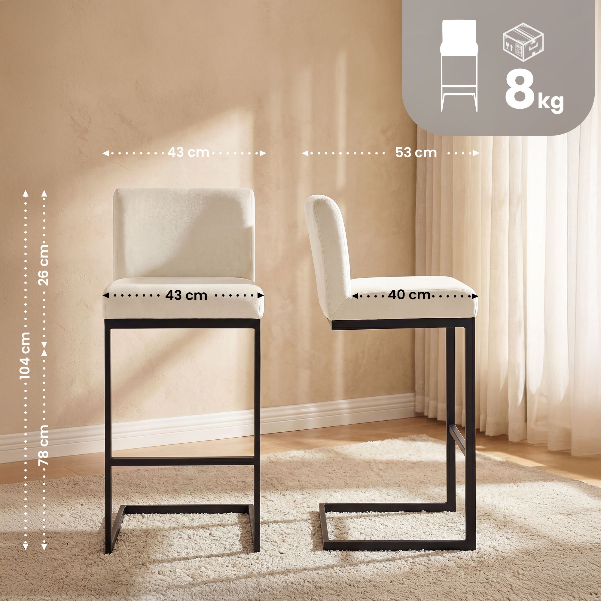 Tabouret de bar Hopewell velours