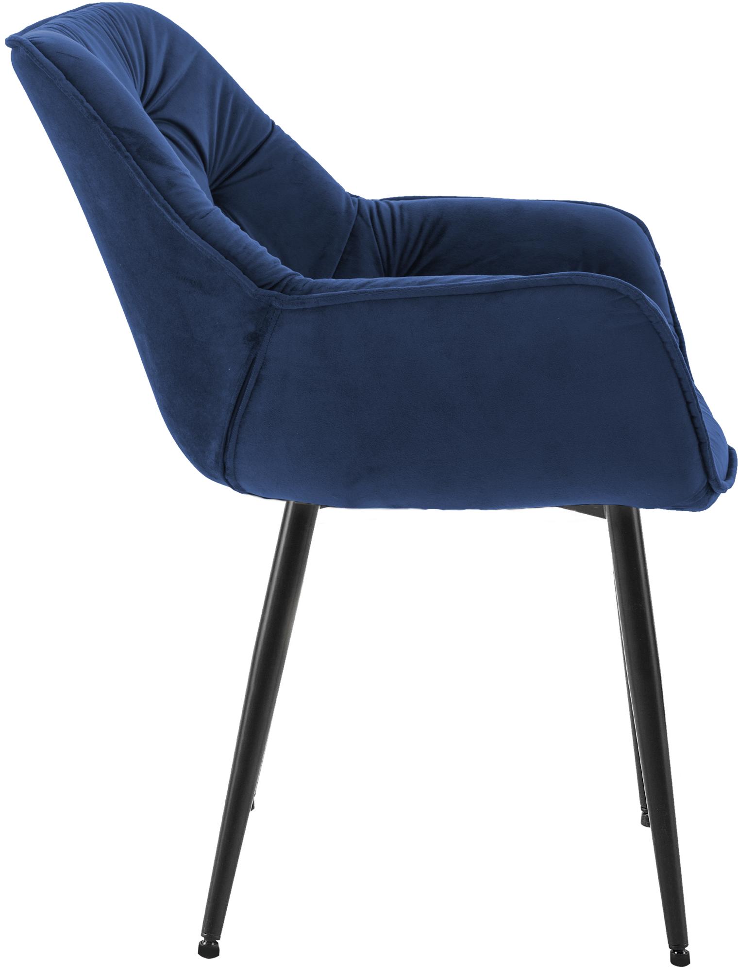 Lot de 4 Chaises de salle à manger Tanna en Velours Piètement en Métal noir