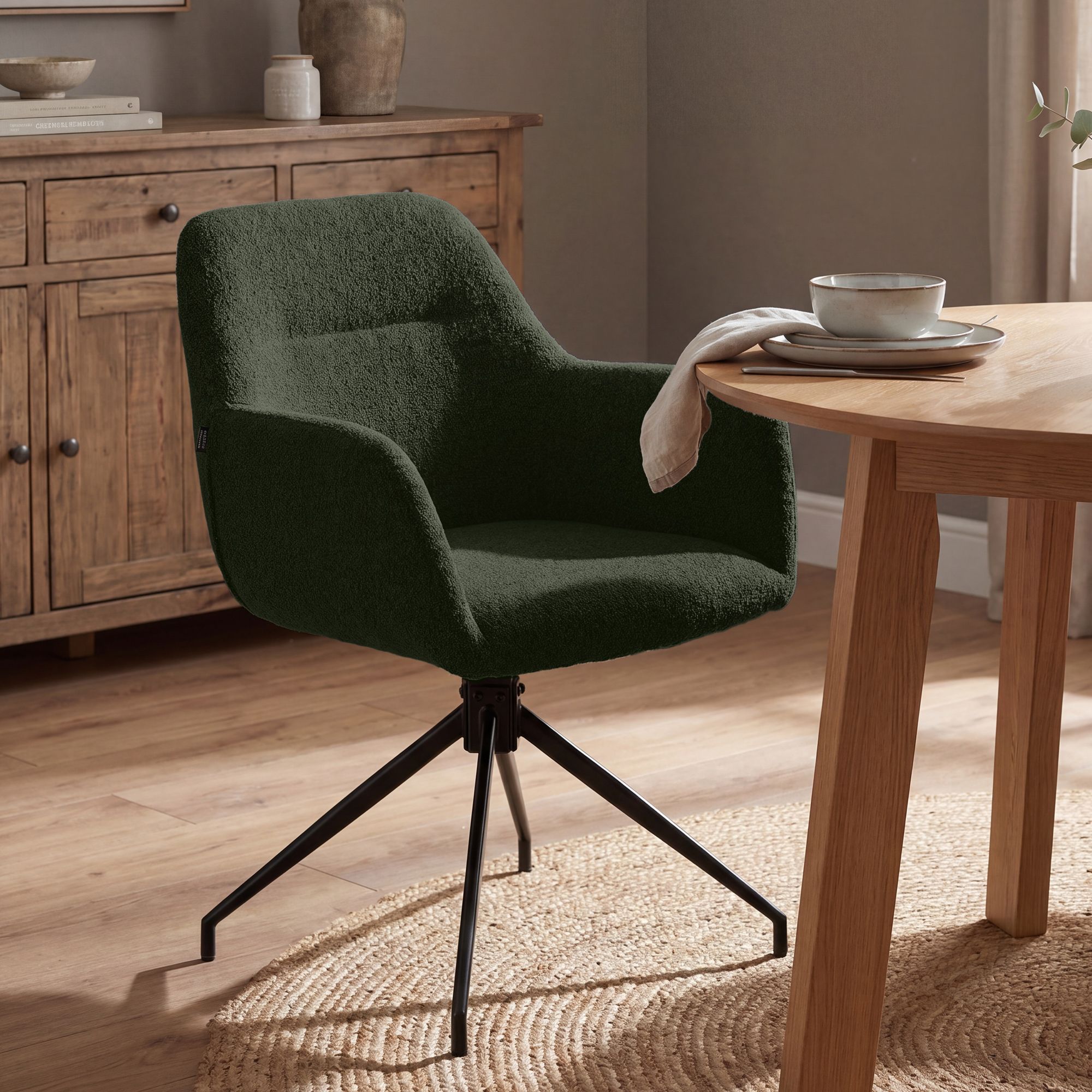 Lot de 2 Chaises de Salle à Manger Merlinda en Tissu Bouclette