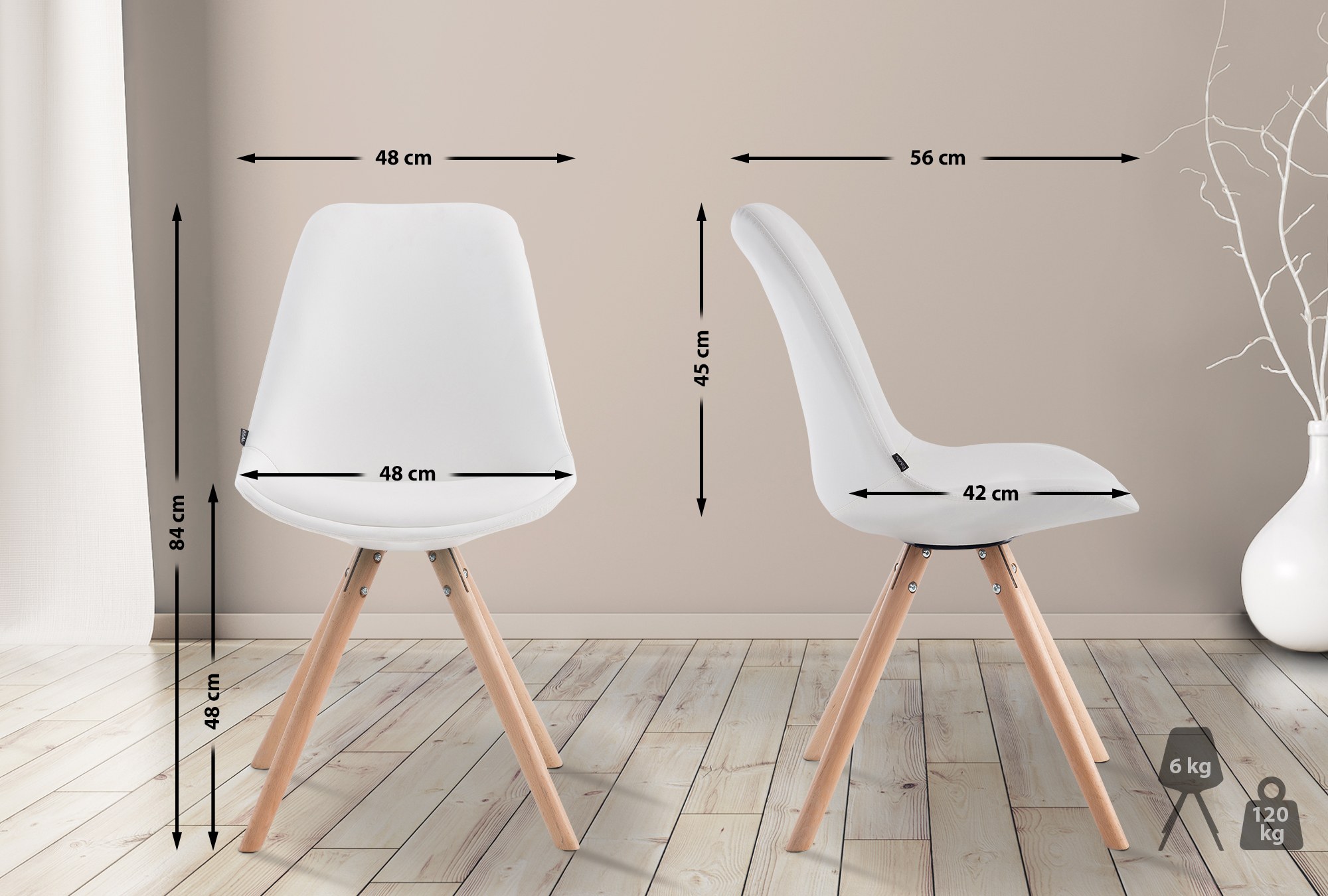 Chaise visiteur LAVAL similicuir pieds ronds