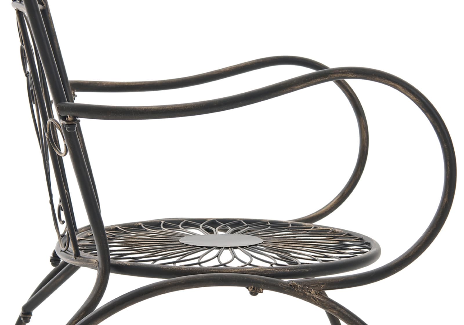 Lot de 2 Chaises de jardin Sheela en fer avec accoudoirs et repose-pieds