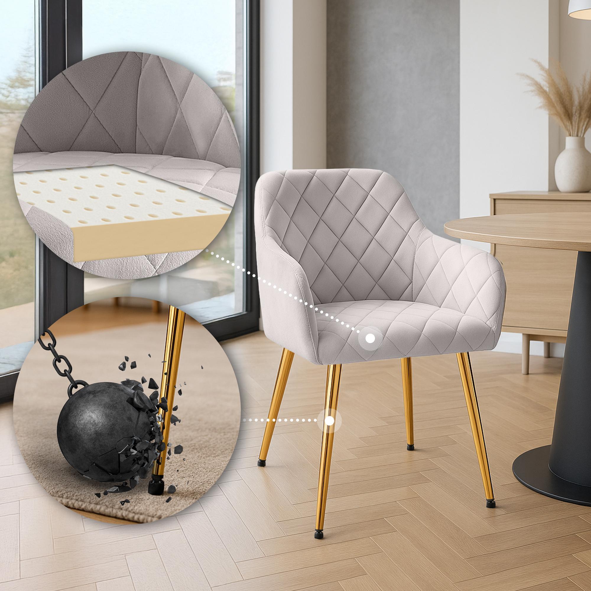Lot de 2 chaises de salle à manger Monett velours