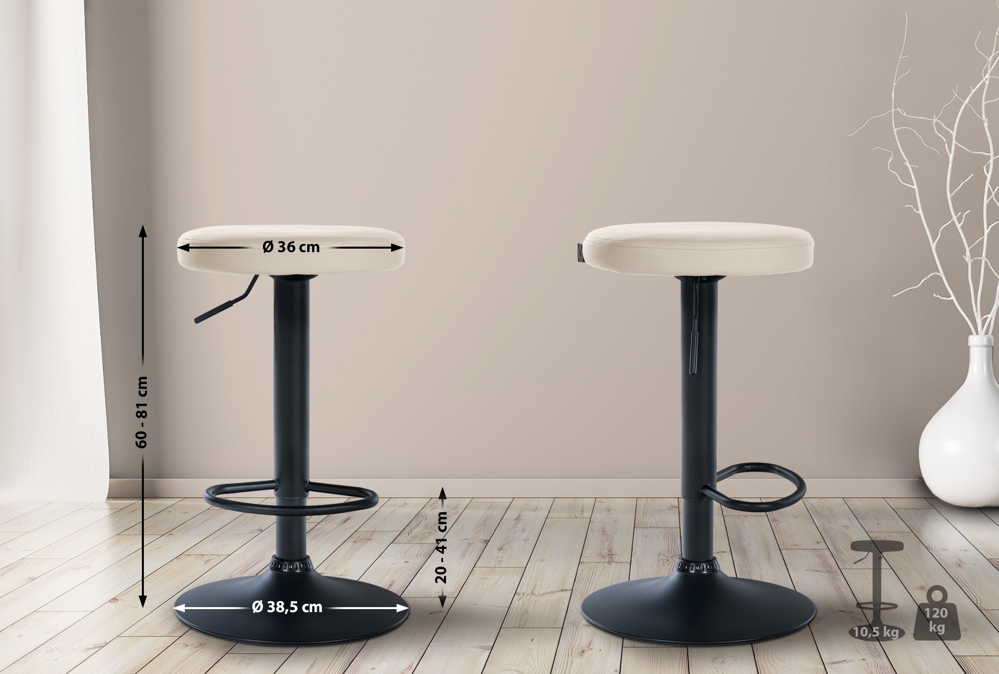 Lot de 2 tabourets de bar Ponte en similicuir