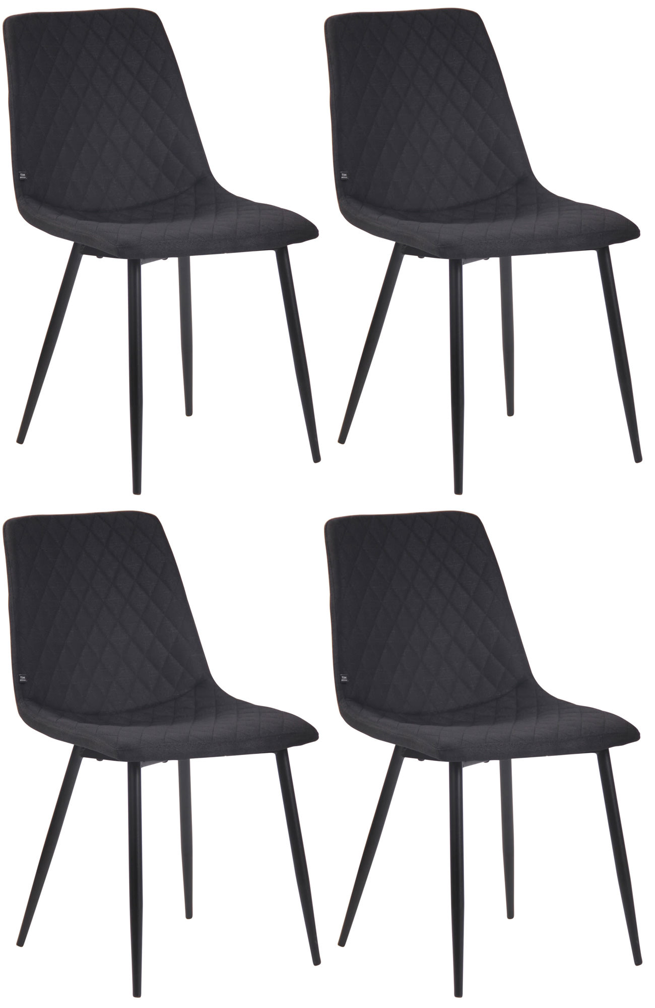 Lot de 4 chaises de salle à manger Telde en tissu avec Piètement en Métal noir mat