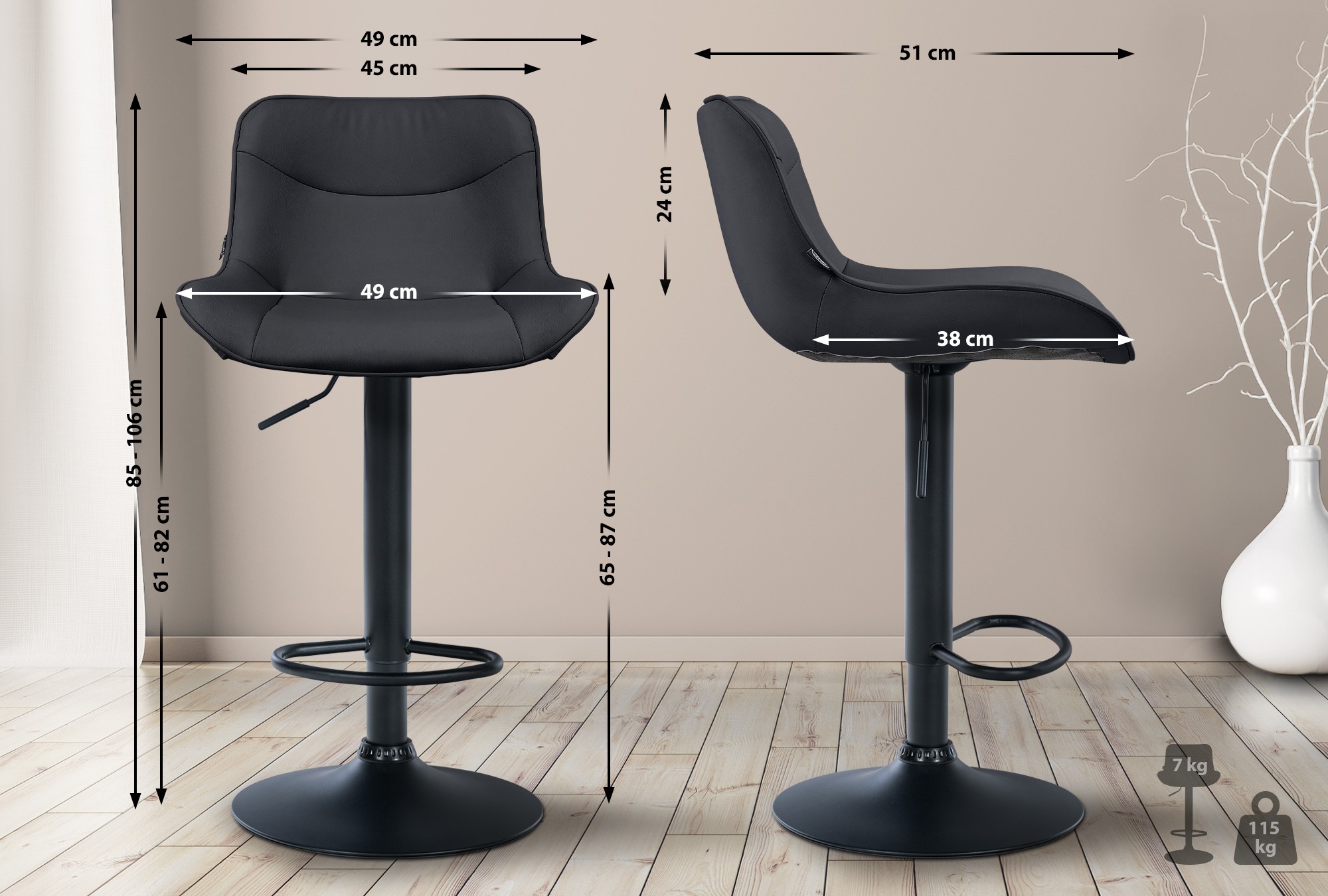 Tabouret de bar Vonore similicuir
