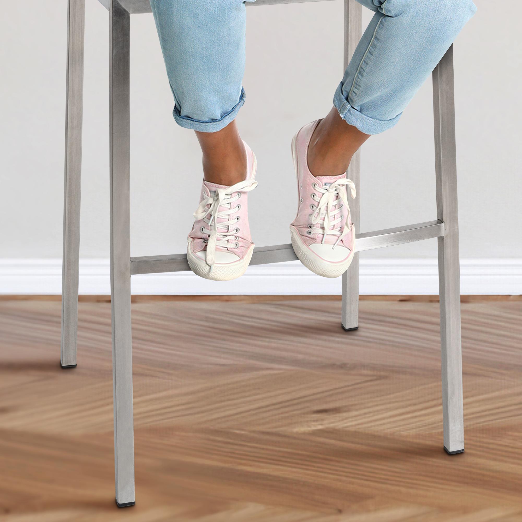 Tabouret de bar Damaso en tissu avec cadre à quatre pieds