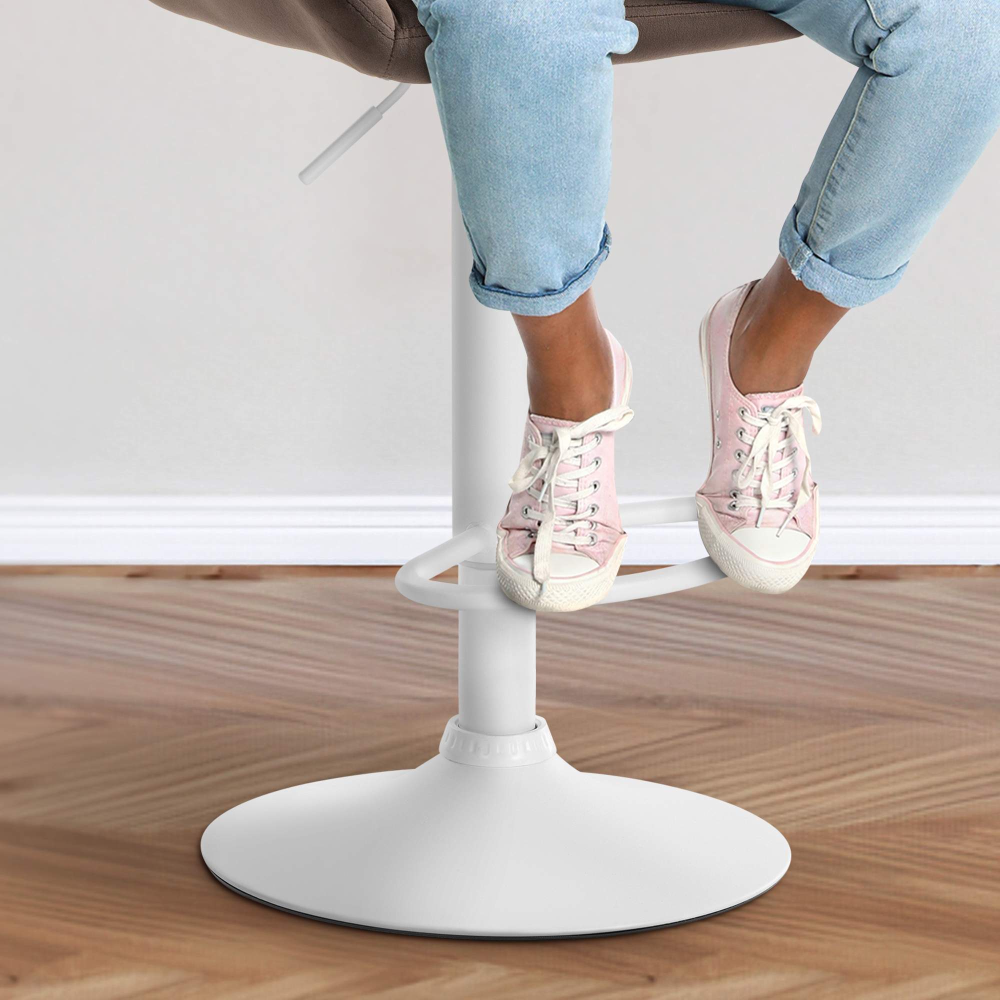 Tabouret de bar Braga Velours avec pied en métal réglable et pivotant