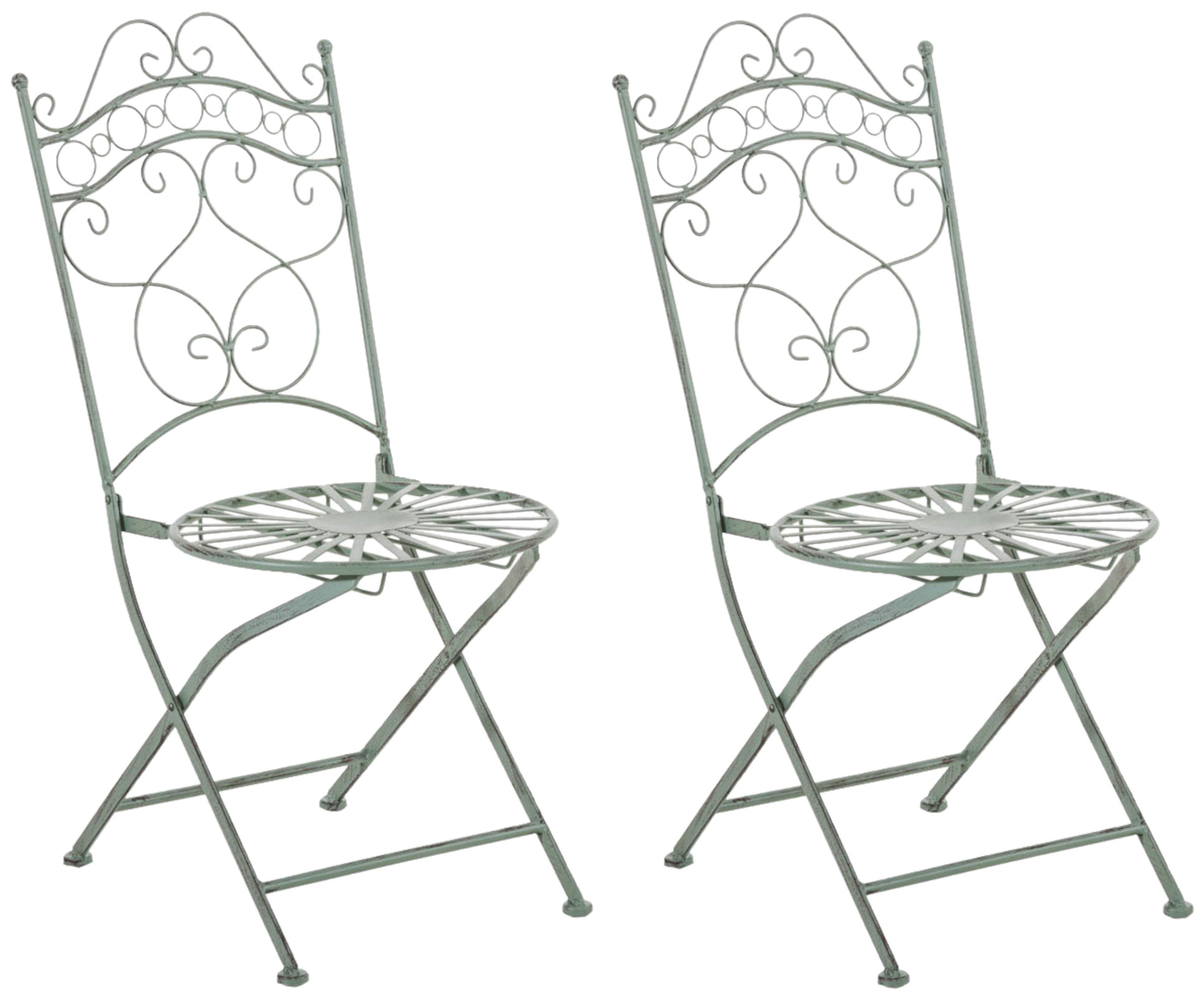 Lot de 2 Chaises de jardin pliables Indra en fer forgé