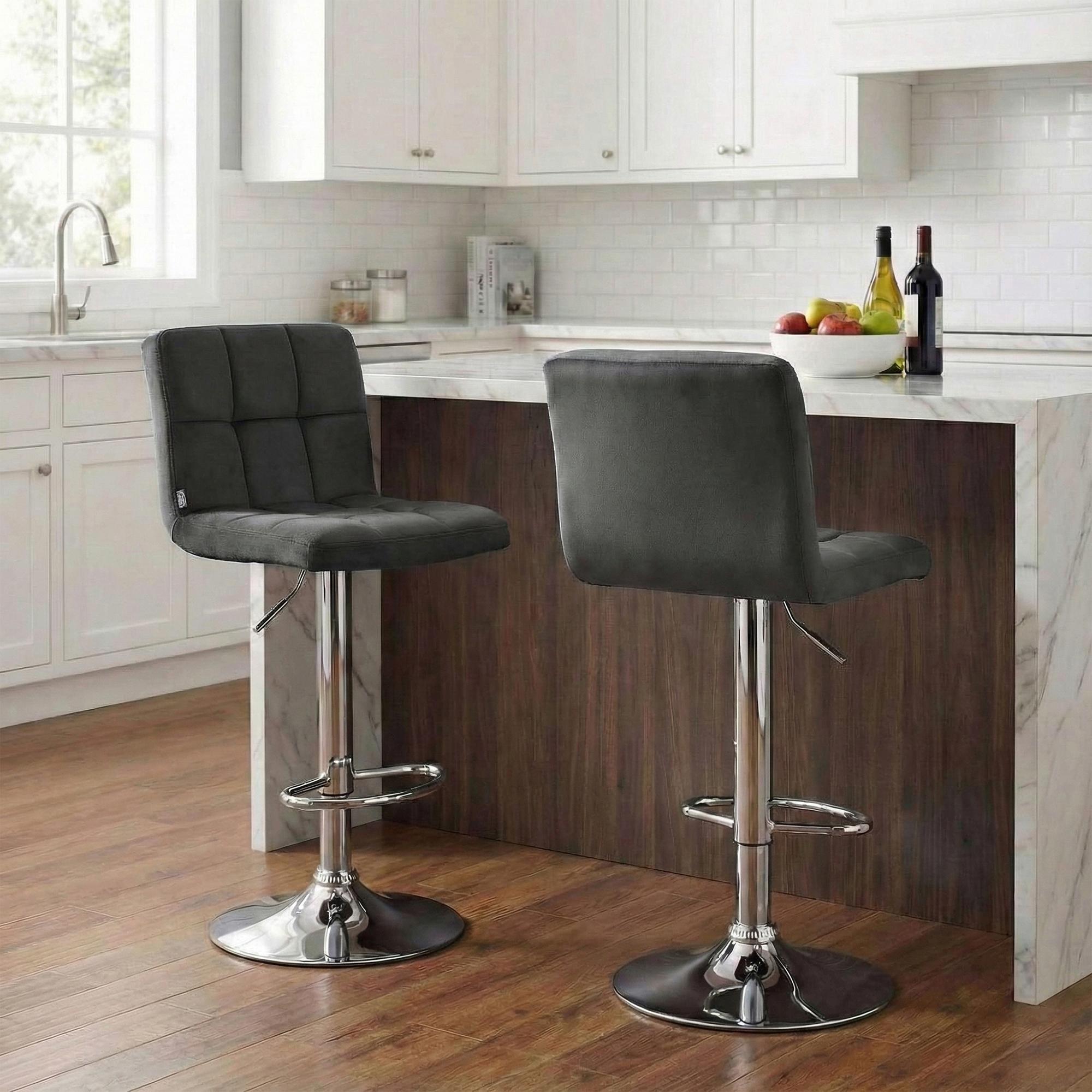 Lot de 2 tabourets de bar Peru velours