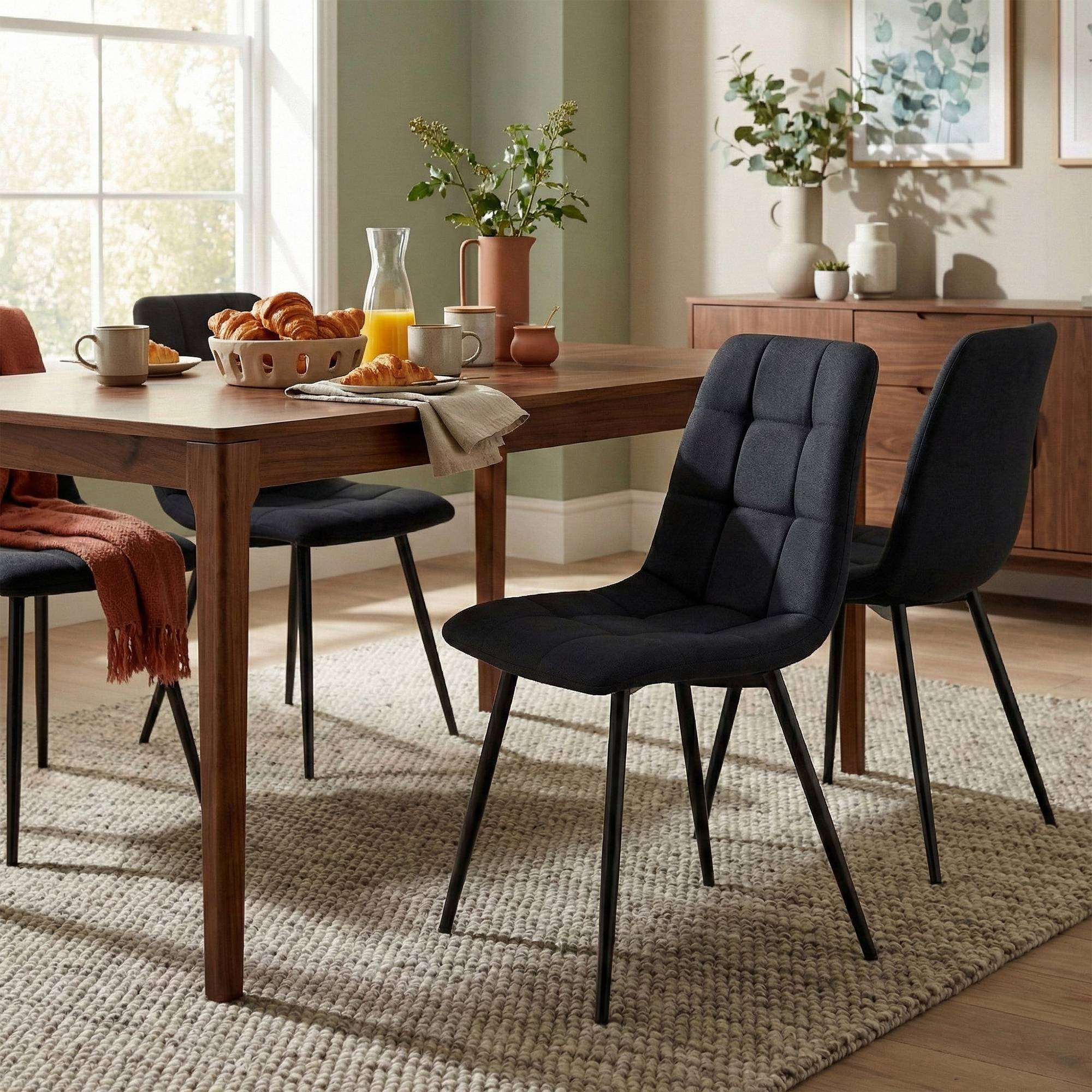 Lot de 4 chaises de salle a manger Antibes en tissu