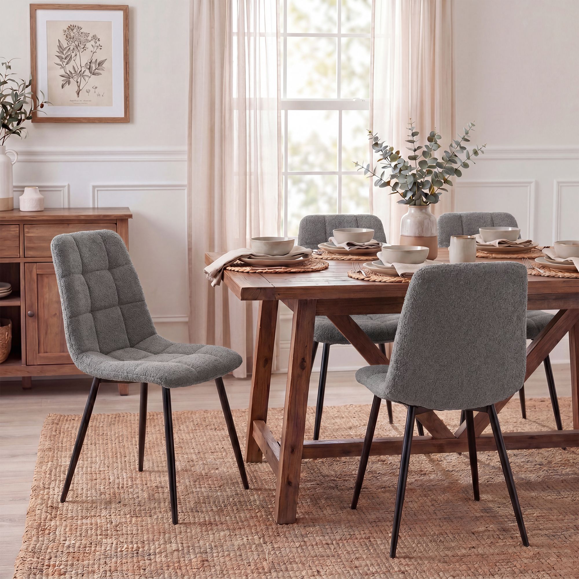 Chaise de salle a manger Antibes en tissu teddy