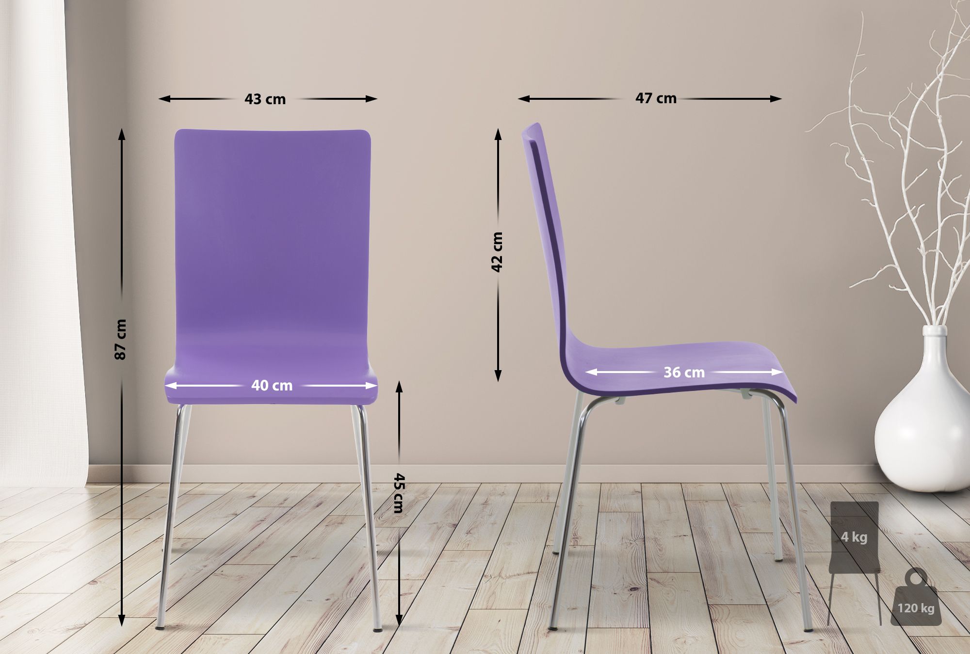 Lot de 8 chaises en bois Pepe