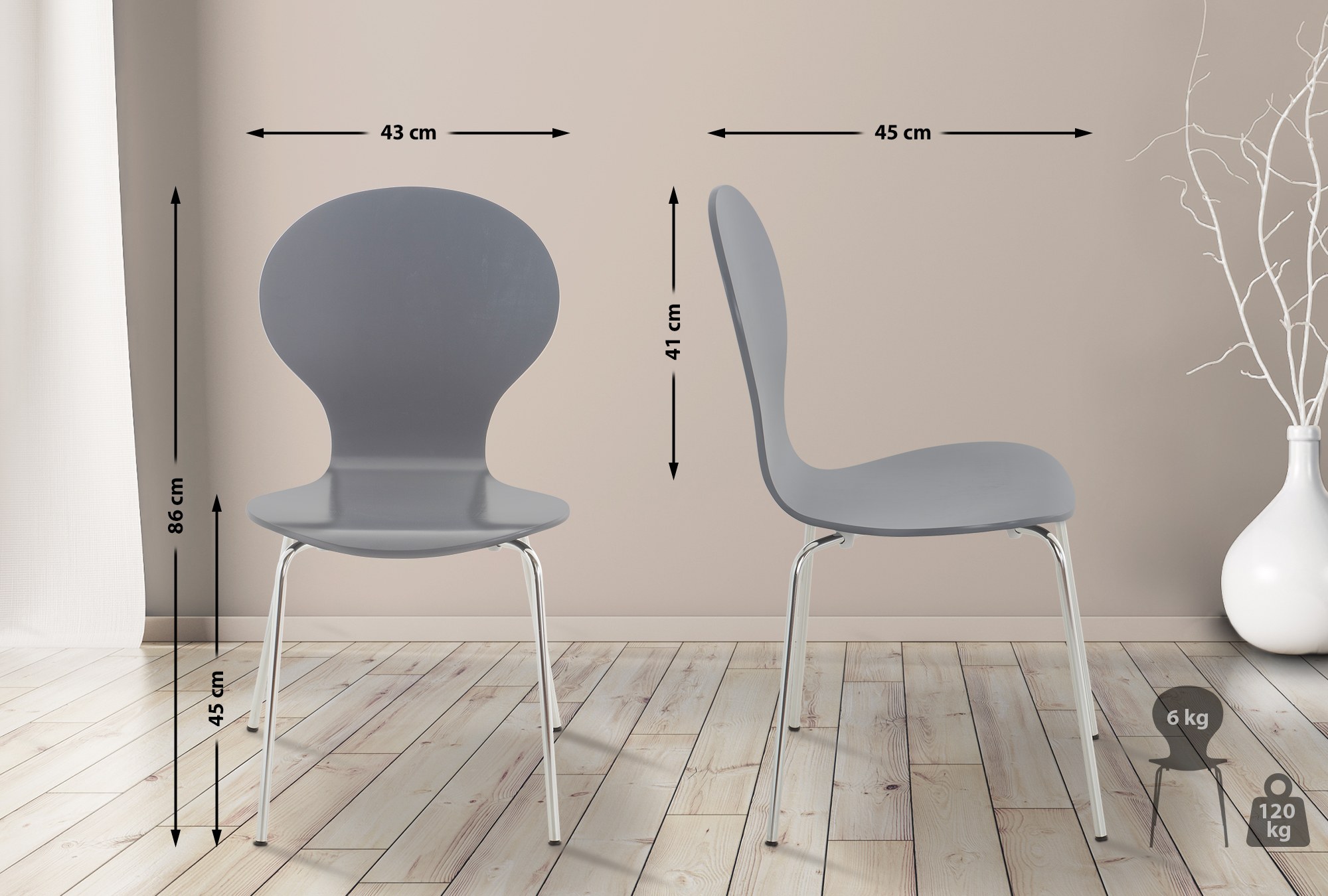 Lot de 16 chaises empilables en bois Diego